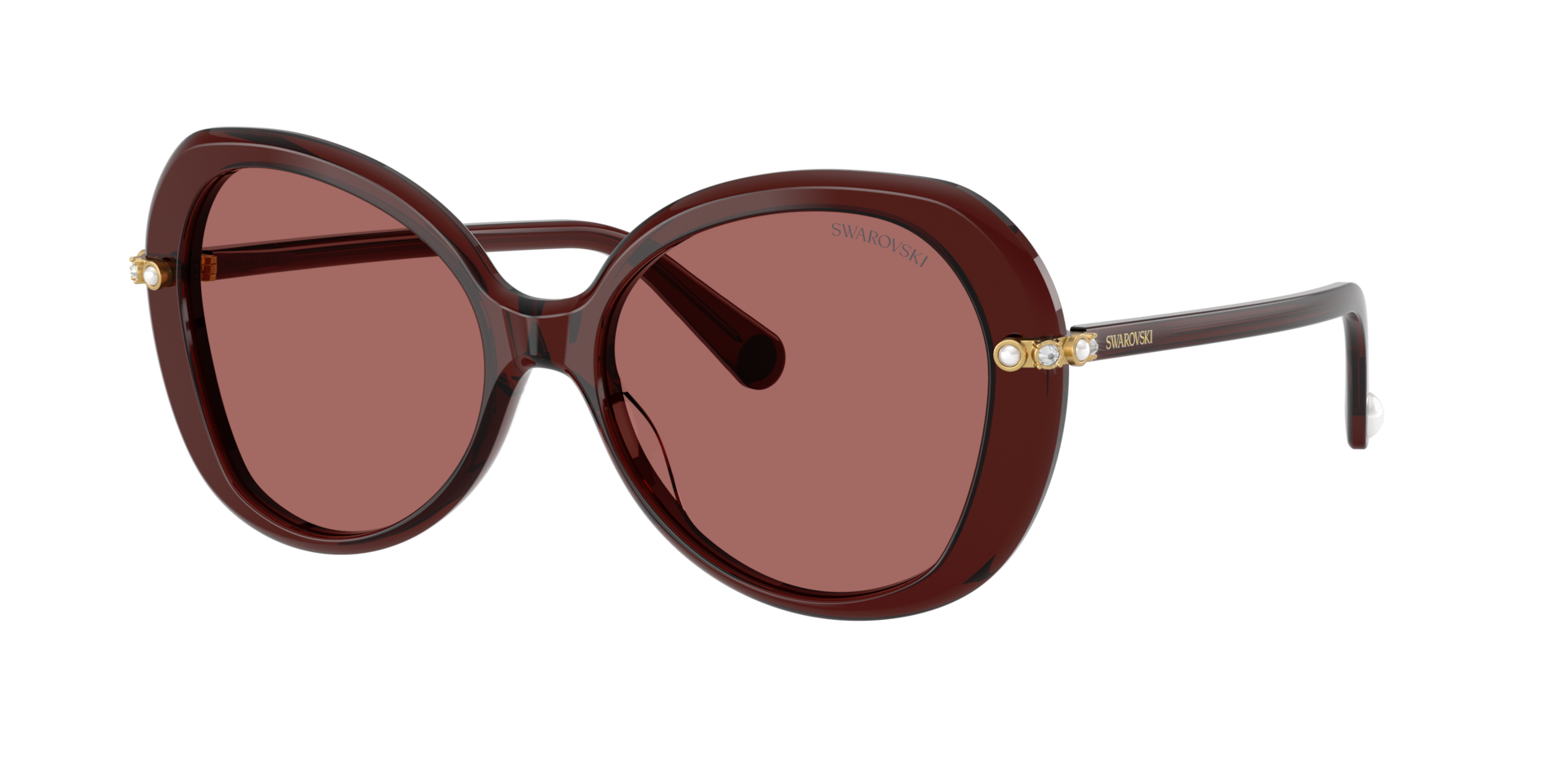 Swarovski Woman Sunglass SK6059 -  Frame color: Transparent Burgundy, Lens color: Dark Violet