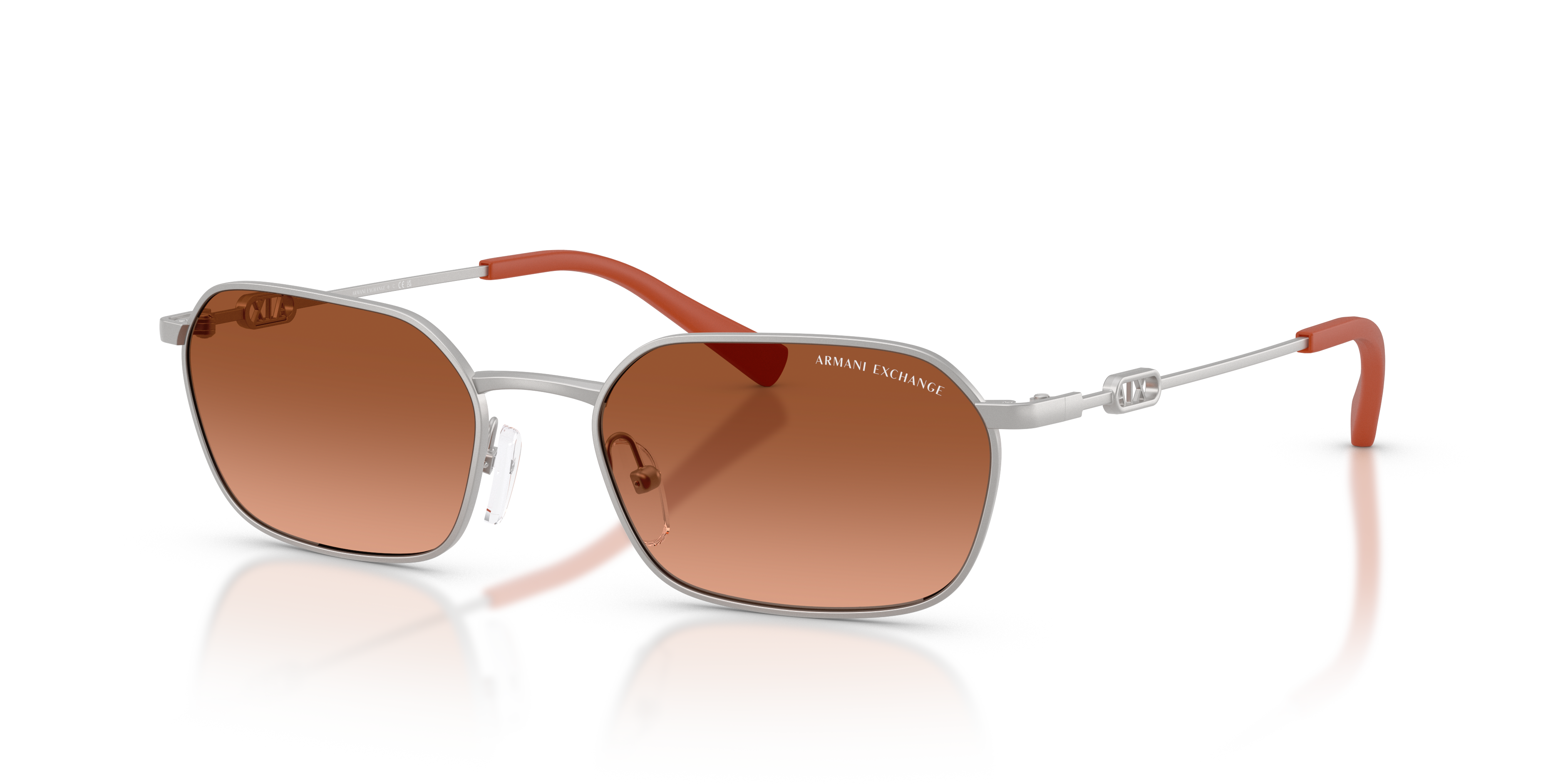 Armani Exchange AX2056S M (54 - 18) with Orange lenses and Silver