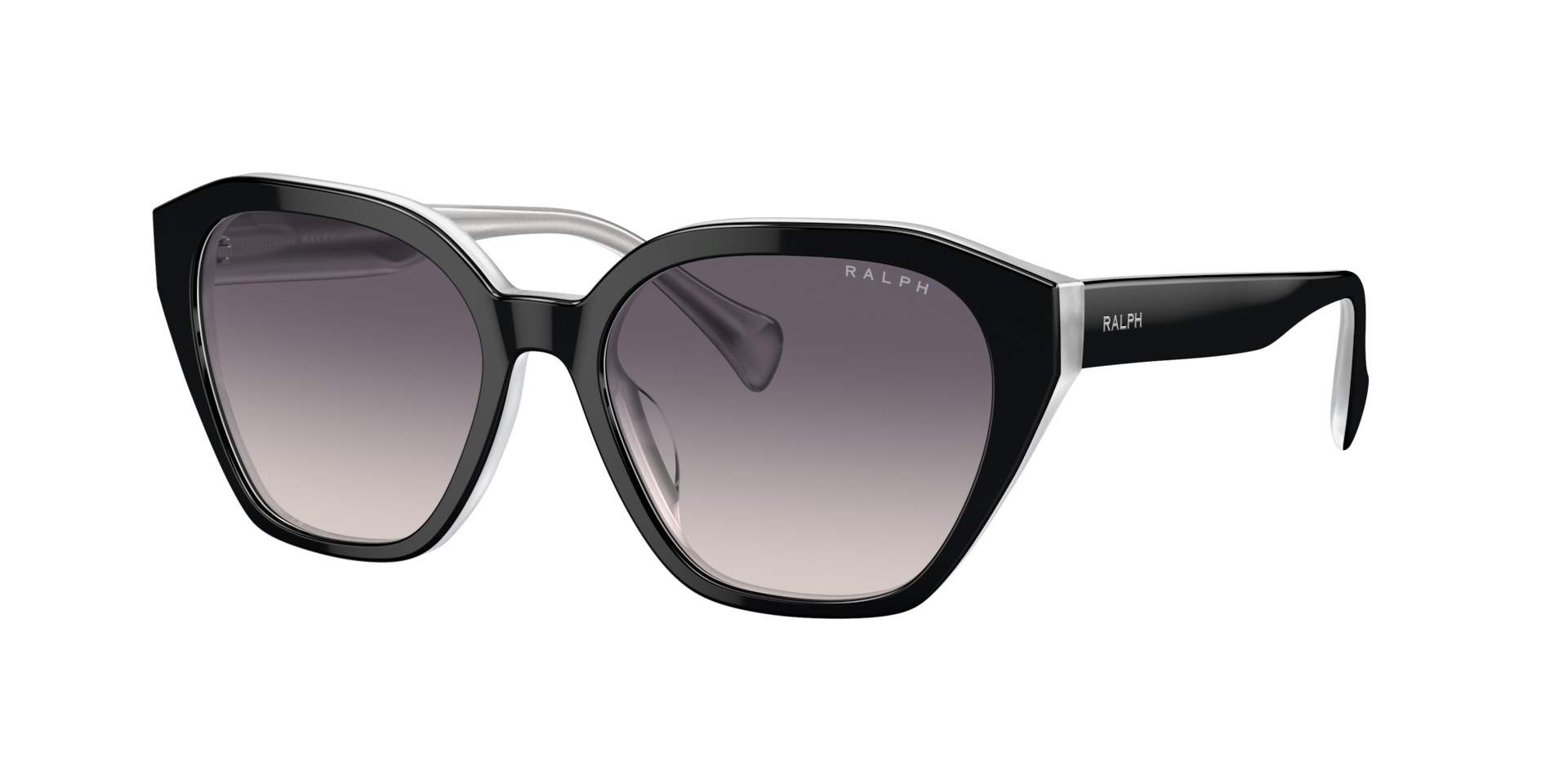 Ralph Femme Sunglass RA5315U - Couleur du Monture Shiny Black On Opal Grey Couleur de Lentille Gris fonc dgrad Rose 98 €