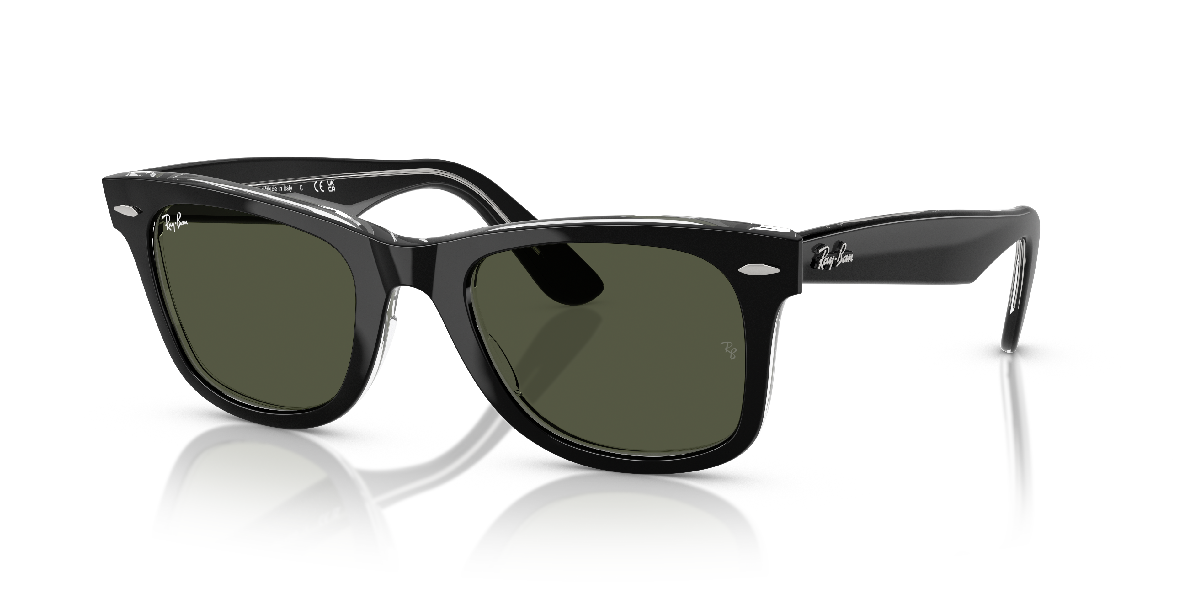 Ray-Ban Original Wayfarer Classic L (50 - 22) with Green lenses and Black frame | Sunglass Hut