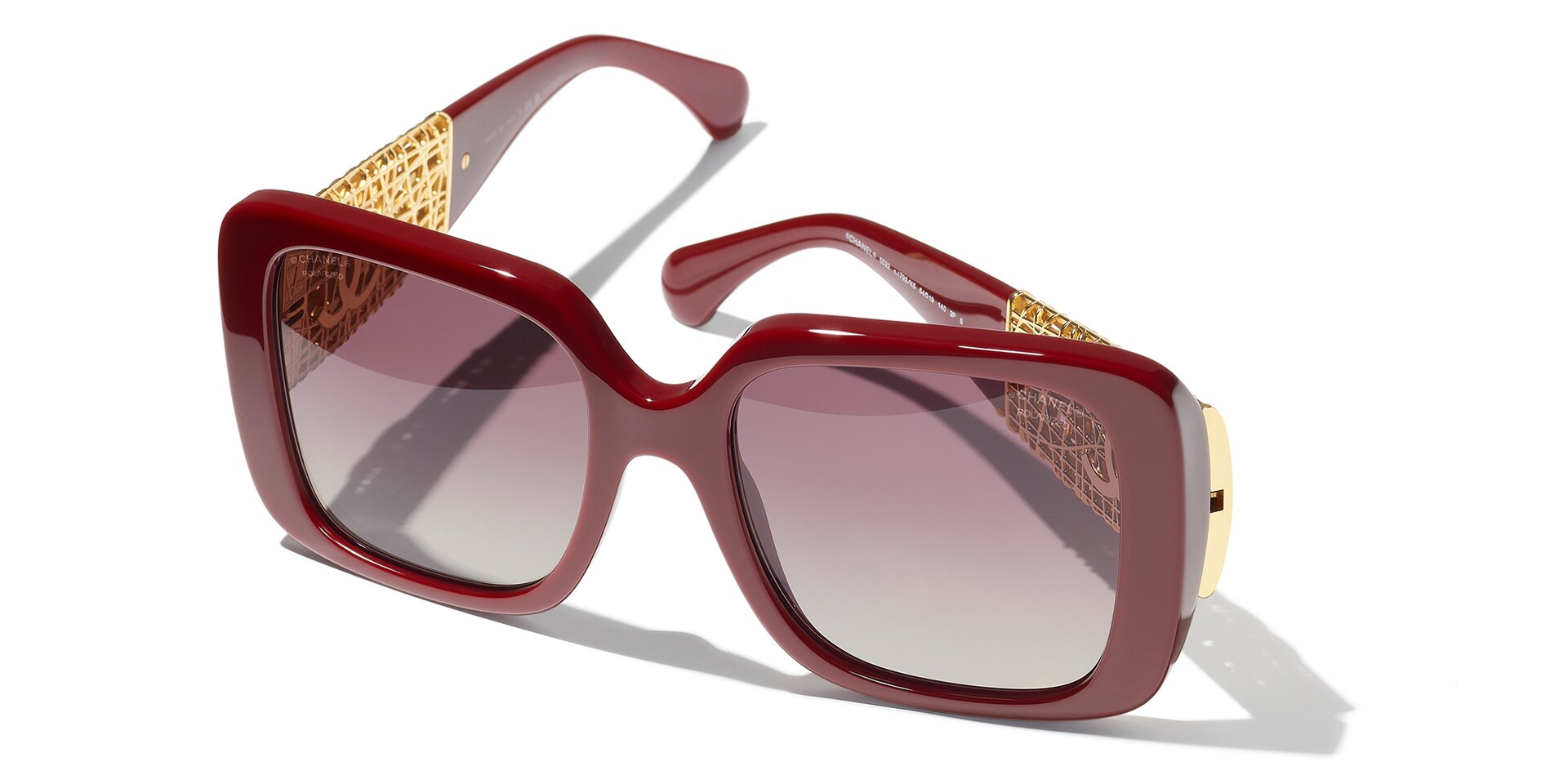 CHANEL Gold Frame Sunglasses with Pink-Red Gradient Lenses CHANEL Sunglasses: Rectangle Sunglasses, metal — Fashion  main image 4