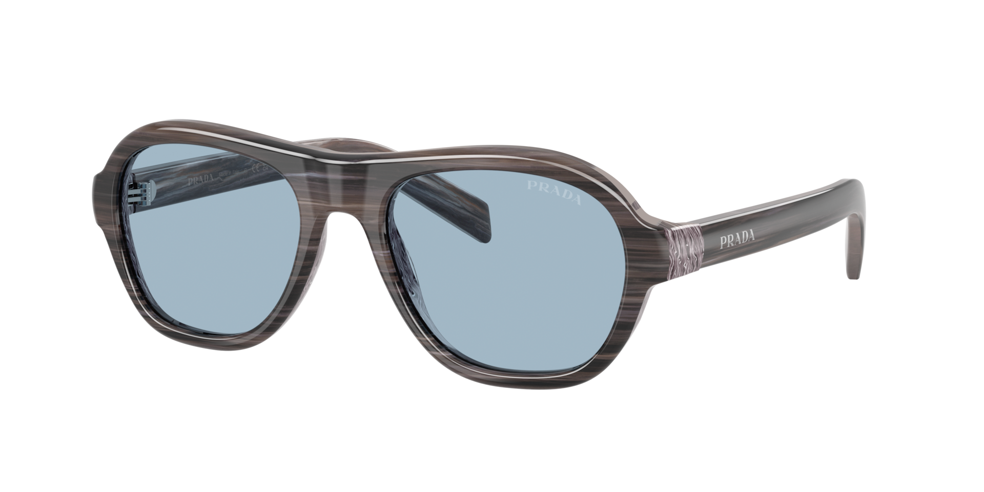 Prada Mann Sunglass PR D14S - Rahmenfarbe: Lolite Horn, Linsenfarbe: Hellblau