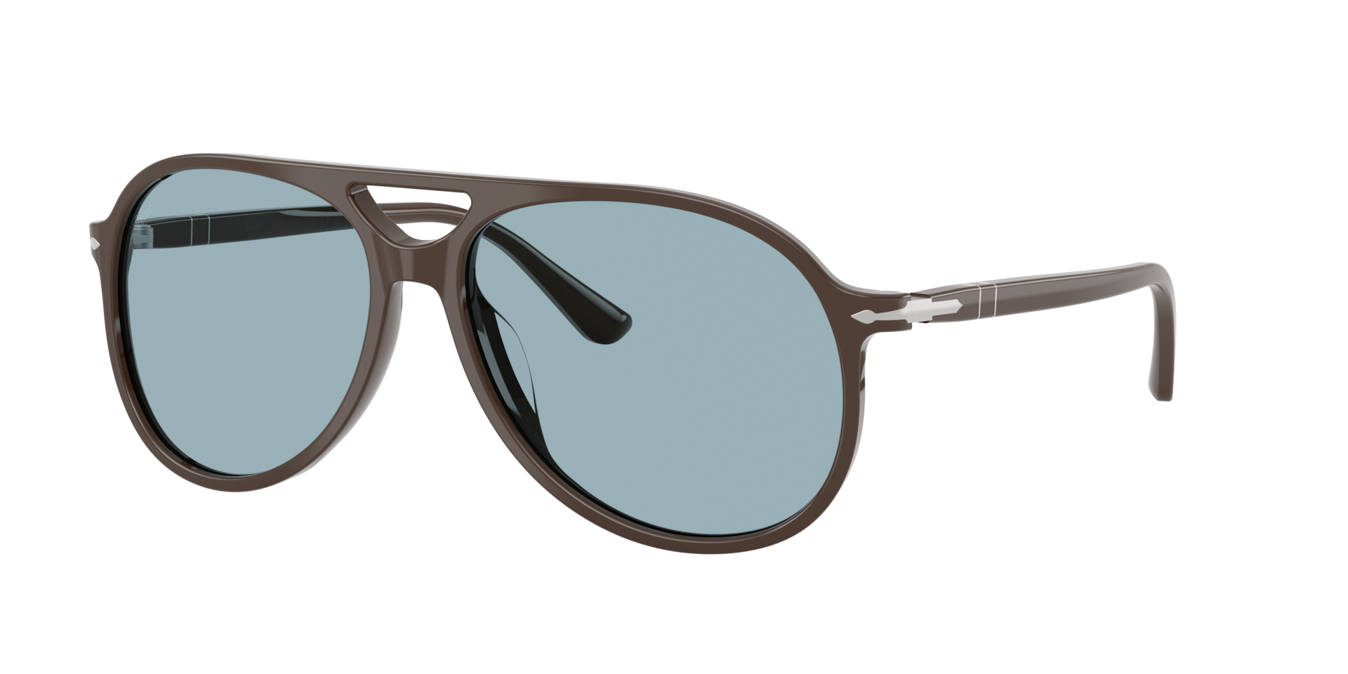 Persol Unisex Sunglass PO3403S - Walter - Frame color: Solid Brown, Lens color: Sky Blue