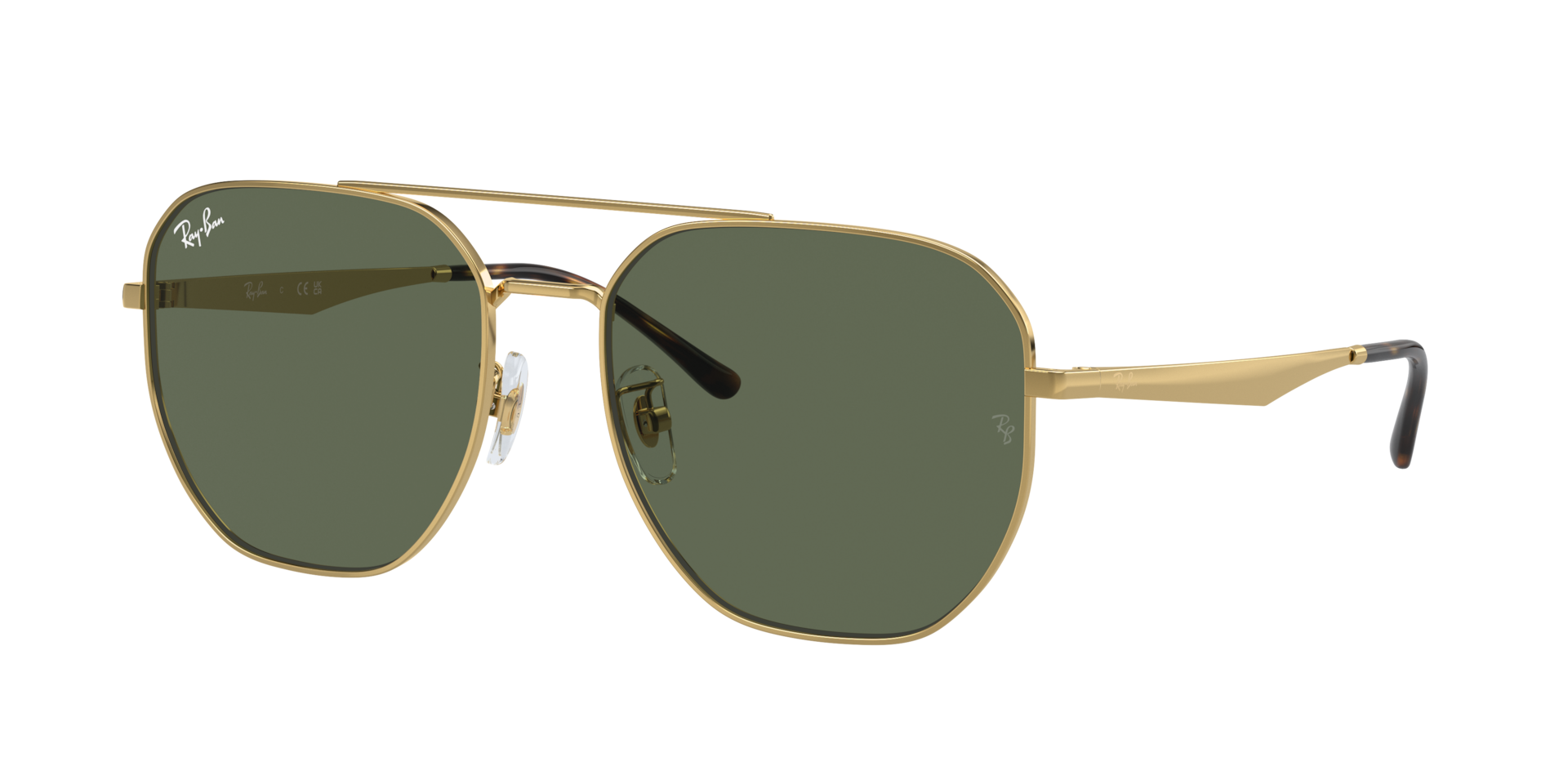 Ray-Ban RB3724D XXL (59 - 18) with Green lenses and Gold frame
