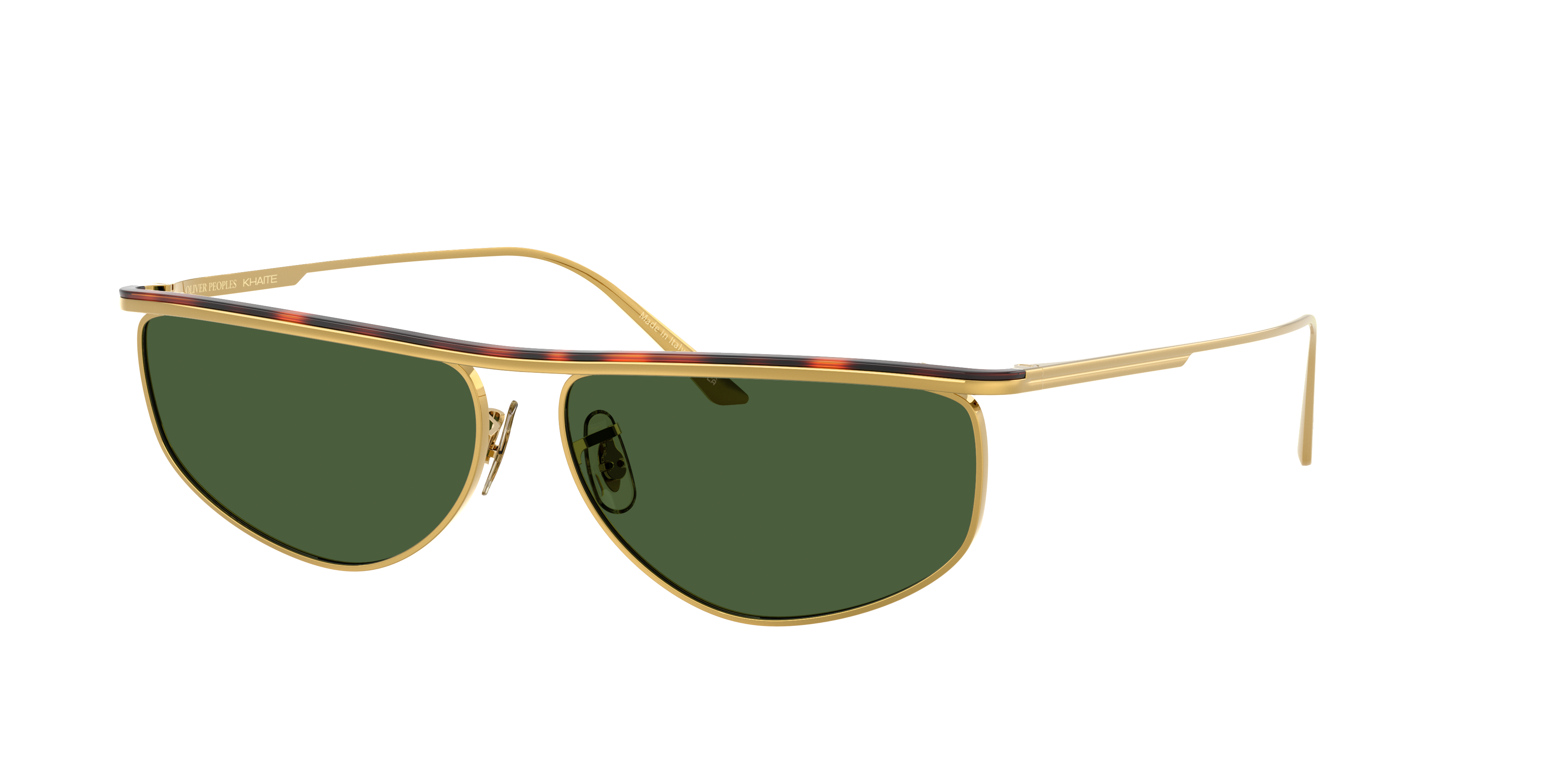 Oliver Peoples Woman Sunglass OV1367S 1986C -  Frame color: Gold/Dark Mahogany, Lens color: Vibrant Green