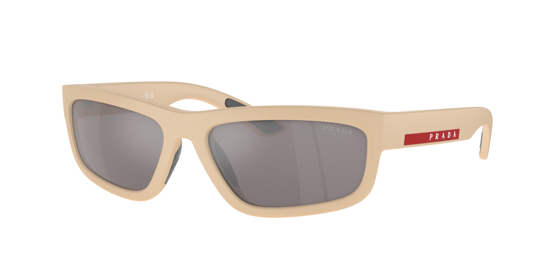 Prada Linea Rossa Homme Sunglass PS 05ZS - Couleur du Monture Rubbered Sand Couleur de Lentille Gris clair Effet miroir Agent 203 €