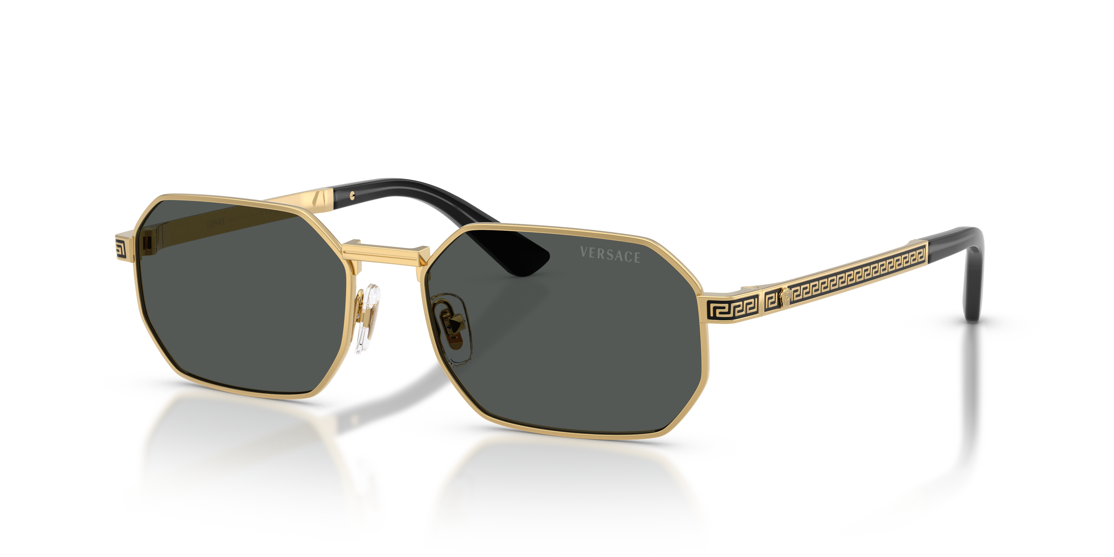 Versace VE2297 M (54 - 16) com Lentes Cinza e Armação Ouro