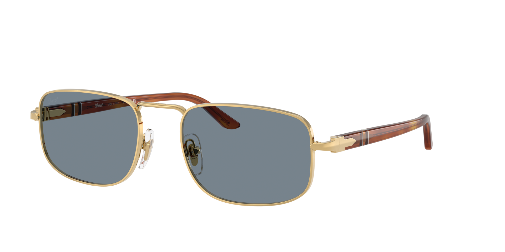 Persol Unisex Sunglass PO1027S - Rahmenfarbe: Gold, Linsenfarbe: Hellblau
