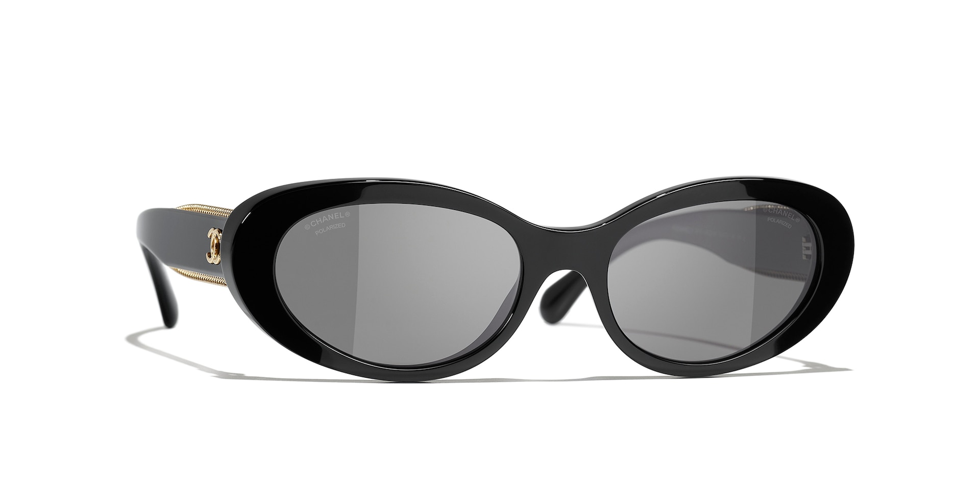 Chanel Woman Sunglass Oval Sunglasses CH5515 -  Frame color: Black, Lens color: Black