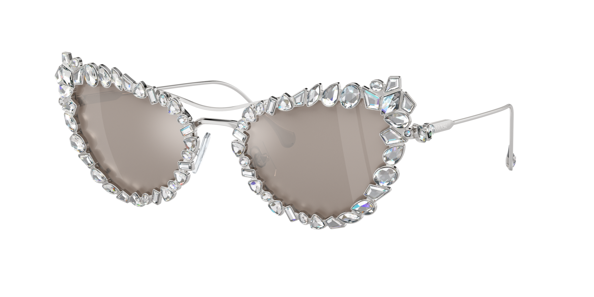 Swarovski Woman Sunglass SK7011 -  Frame color: Silver, Lens color: Clear Mirror Real Platinum