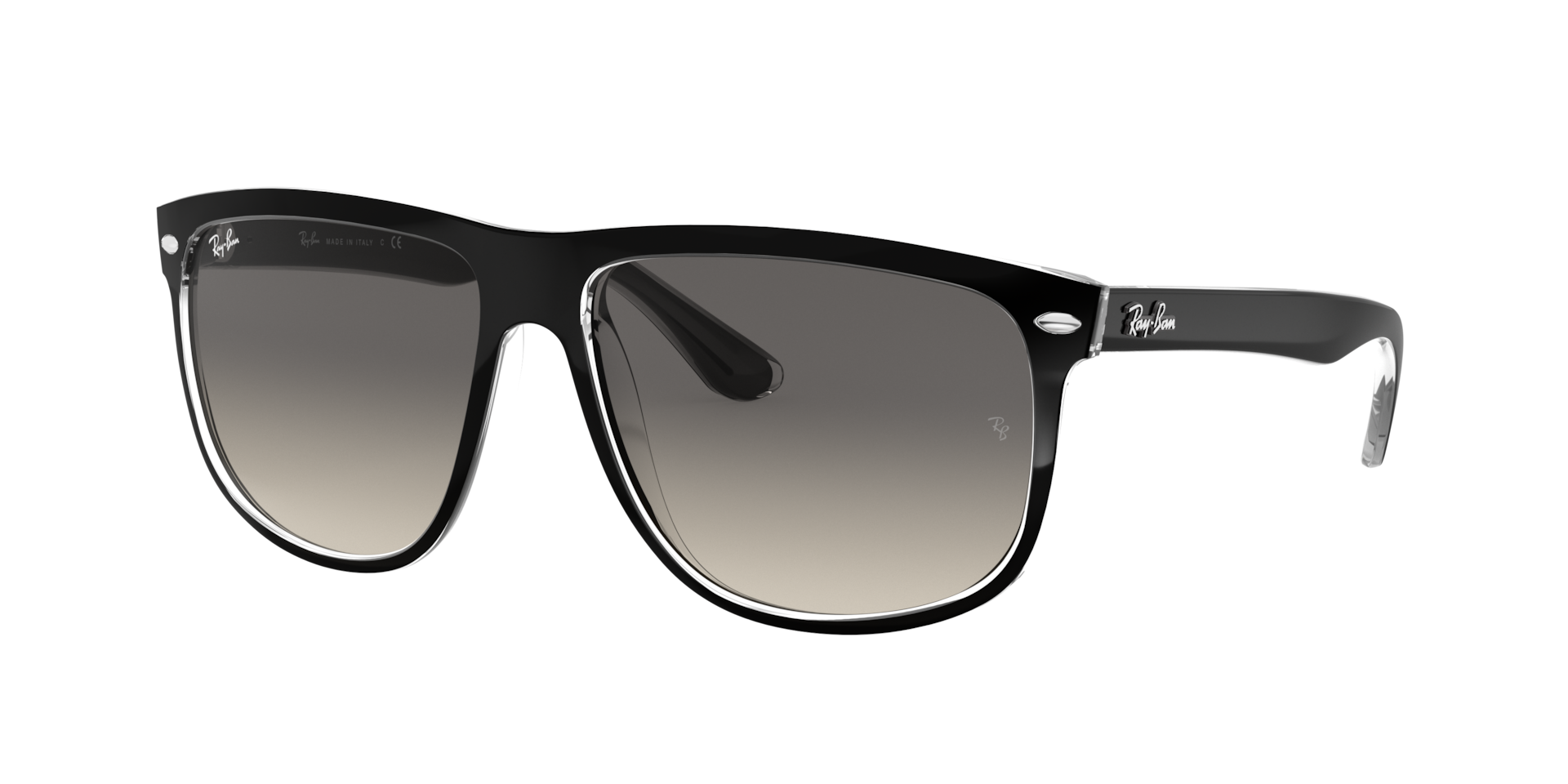 Ray-Ban Homme Sunglass Boyfriend - Couleur du Monture Noir sur Transparent Couleur de Lentille Dgrad Gris 113 €