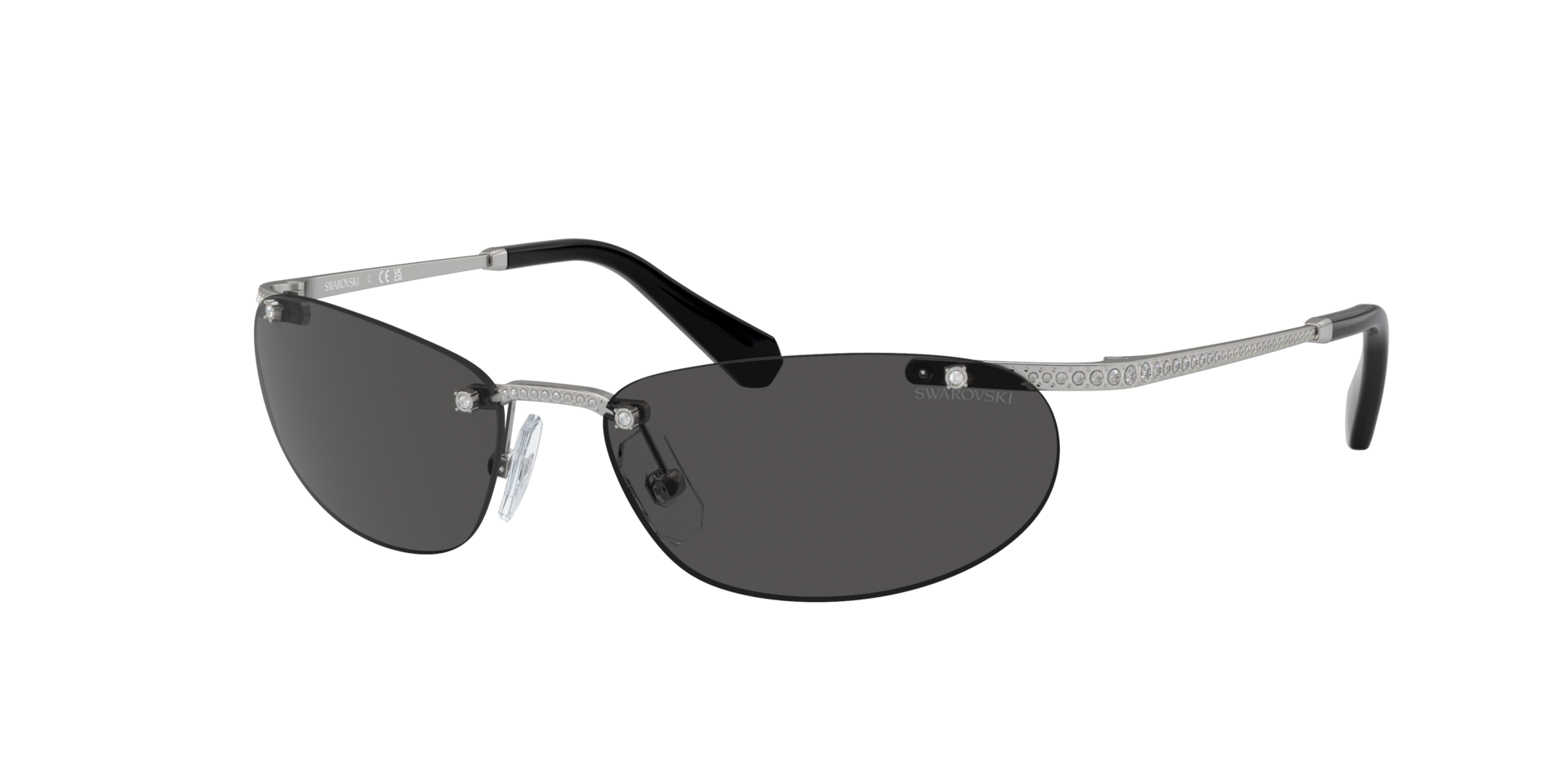 Swarovski Woman Sunglass SK7019 -  Frame color: Matte Silver, Lens color: Dark Grey