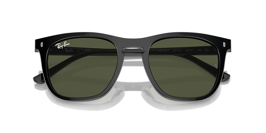 Ray-Ban RB2210 L (53 - 21) with Green lenses and Black frame