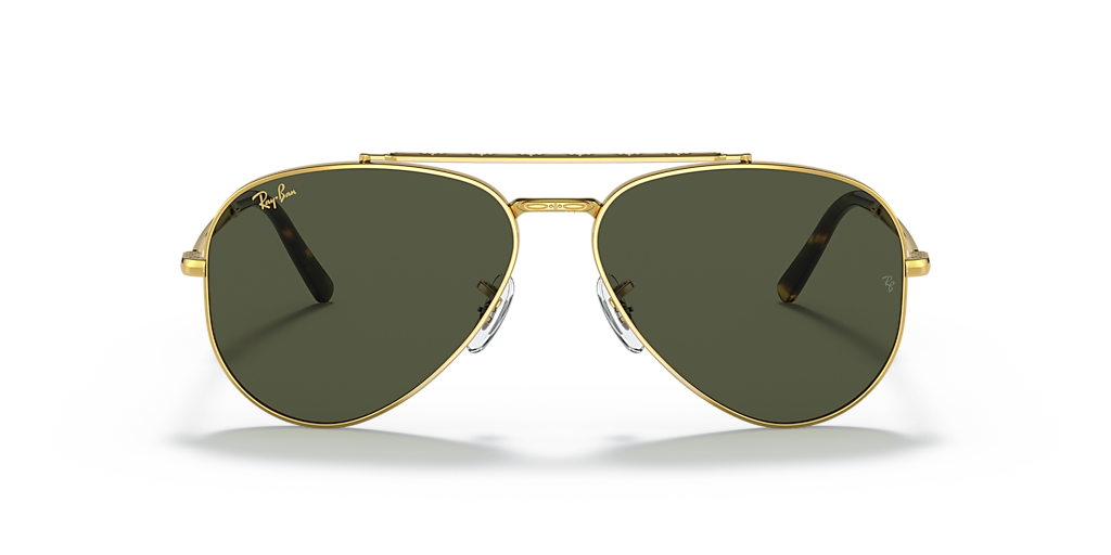 Ray-Ban New Aviator XXL (62 - 14) with Green lenses and Gold frame