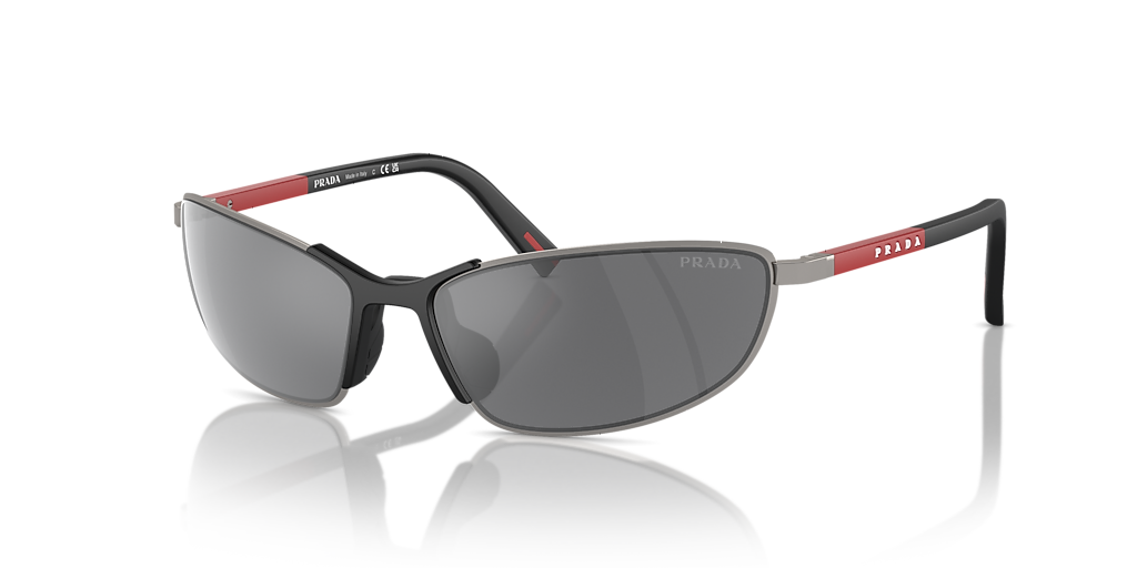 R*1様 【PRADA】プラダ　SILK混　イタリア製　グレー　ストライプスラッ Prada Linea Rossa PS 55ZS L (60 - 17) with Grey lenses and Grey