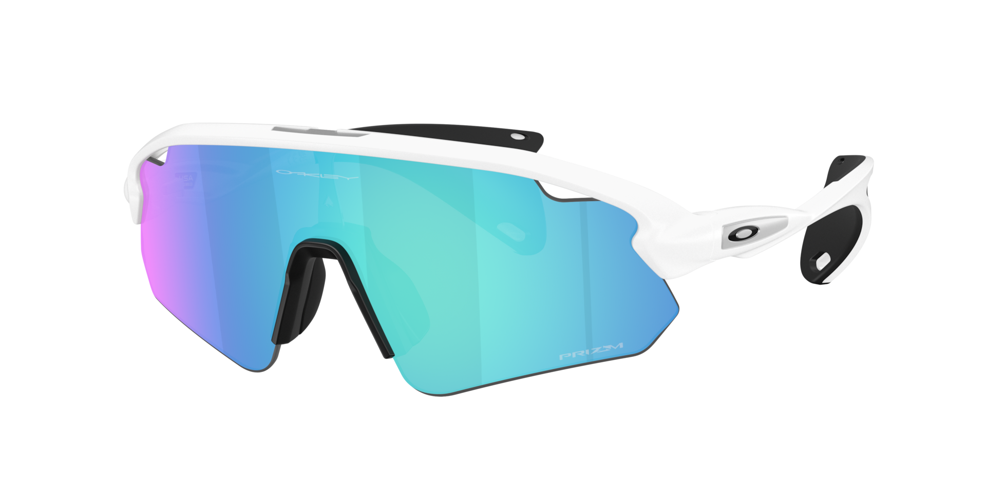 Oakley Unisex Sunglass Stunt Devil (Low Bridge Fit) - Rahmenfarbe: Matt Weiß, Linsenfarbe: Prizm Sapphire