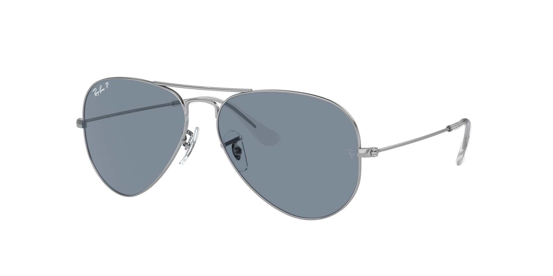 RAY-BAN Unisex Sunglasses Aviator Classic - Frame color: Silver, Lens color: Blue Polarized