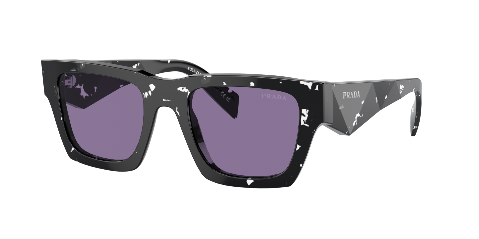 Prada Homme Sunglass PR A06S - Couleur du Monture caille de tortue cristal noir Couleur de Lentille Effet miroir Violet Intrieur Argent 259 €