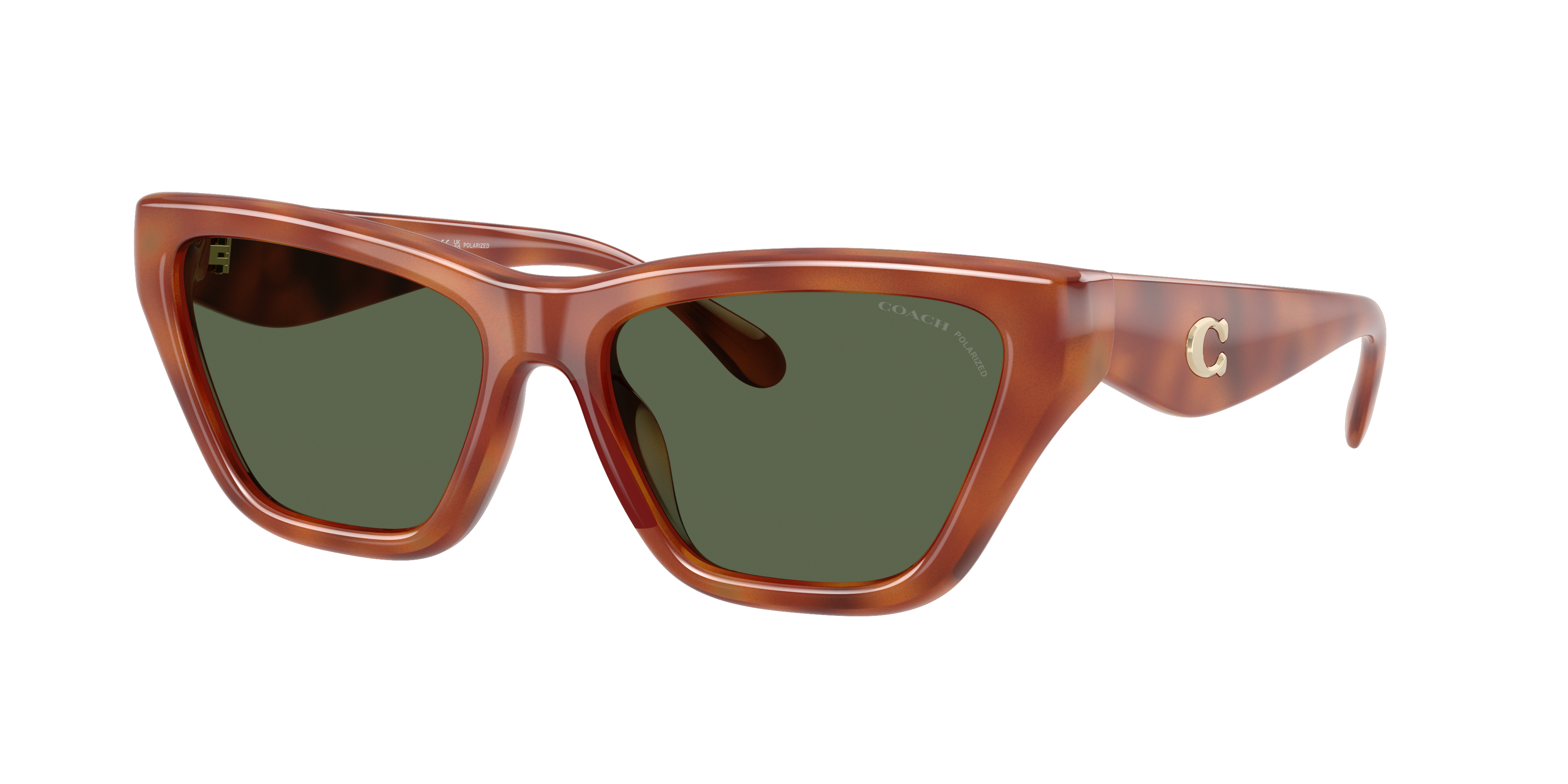 Coach Woman Sunglass CDP33 -  Frame color: Caramel Tortoise, Lens color: Green Solid Polarized