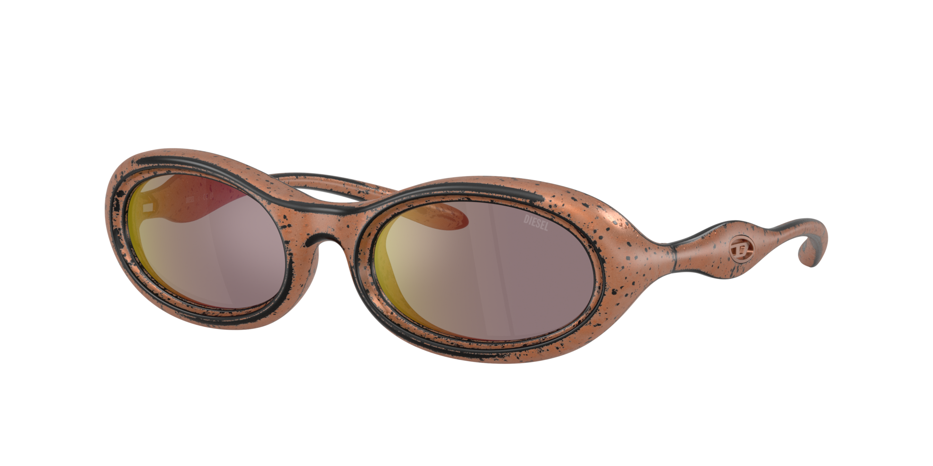 Diesel Unisex Grey Dl3011u 20114Z Sunglasses Injected Bronze Round Mirrored - Image 2