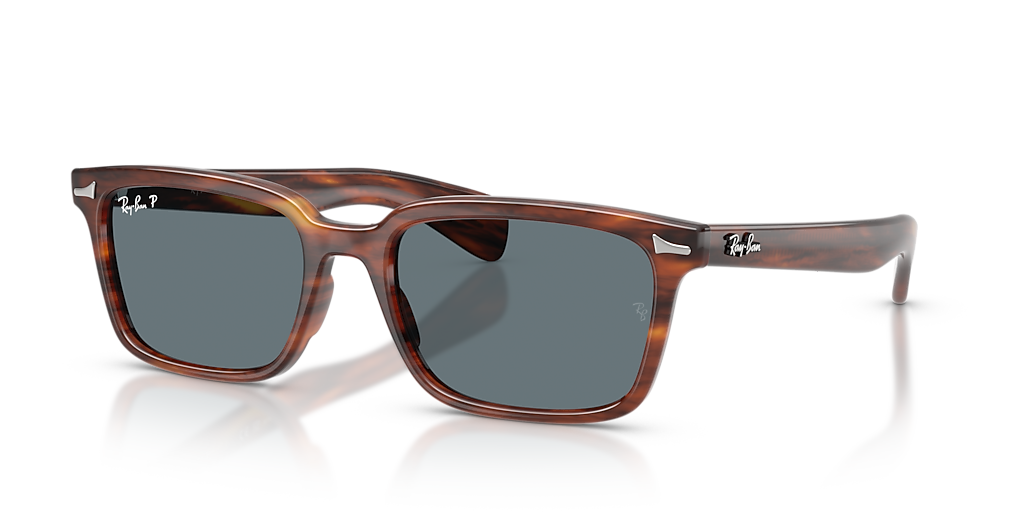 Ray-Ban Brunel XL (56 - 19) with Blue lenses and Brown frame