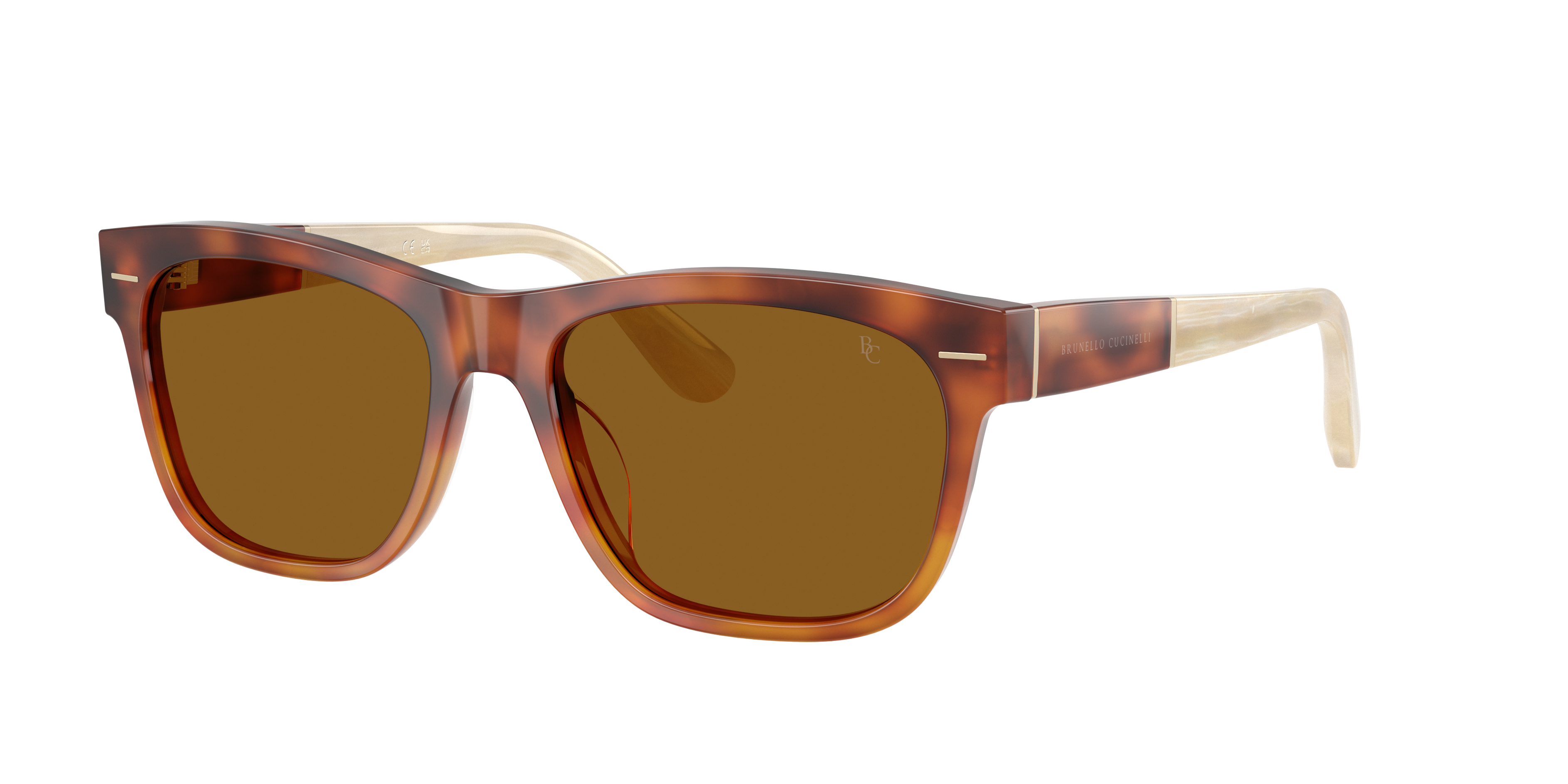 Brunello Cucinelli Unisex Sunglass BC4003SM -  Frame color: Havana Fiamma, Lens color: Terracotta