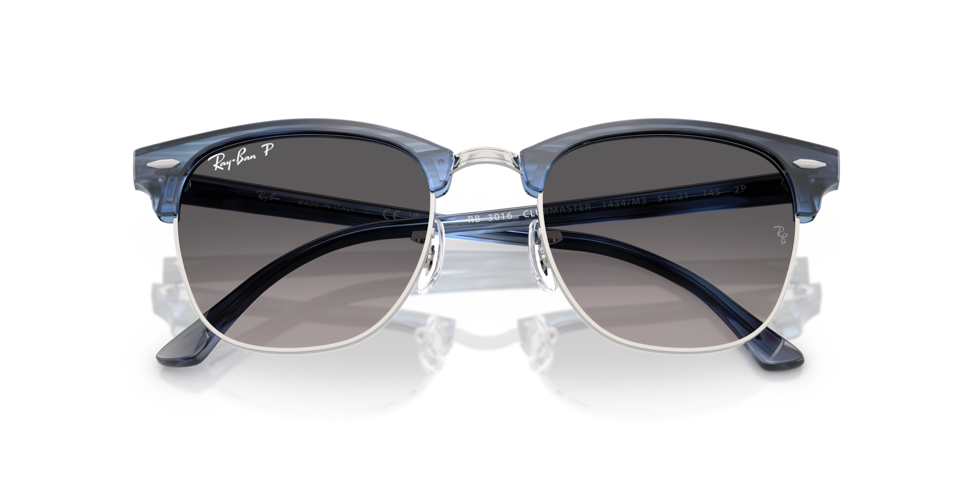 Ray-Ban RB3016 51021-140 .. ユニセックス Ray-Ban Clubmaster L (51 - 21) with Grey lenses and Blue frame