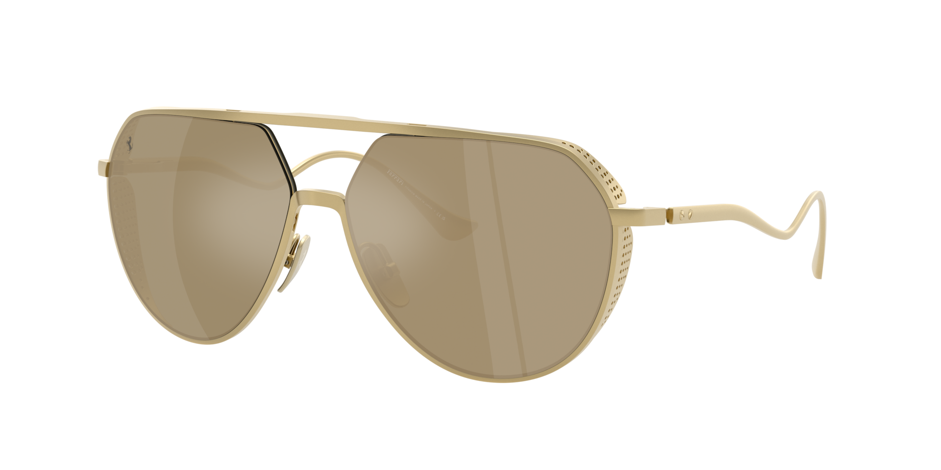 Ferrari Homme Sunglass FH1021T - Couleur du Monture Or mat Couleur de Lentille Miroir Jaune Or 570 €