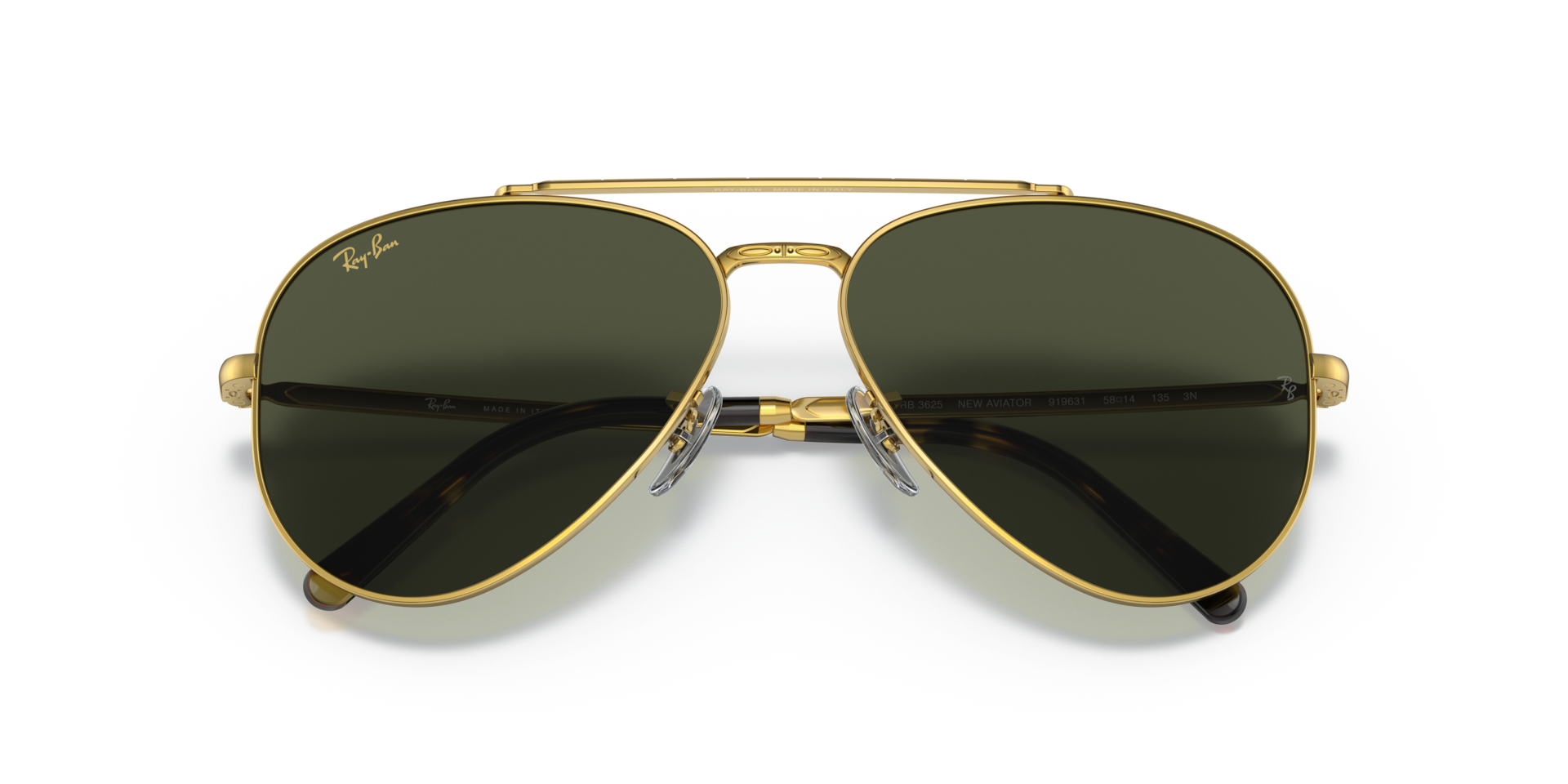 Ray-Ban New Aviator XXL (62 - 14) with Green lenses and Gold frame