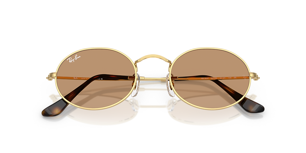 小物 00s ray ban oval l sunglasses brown Ray-Ban Oval Metal Summer Capsule M (51 - 21) with Brown lenses