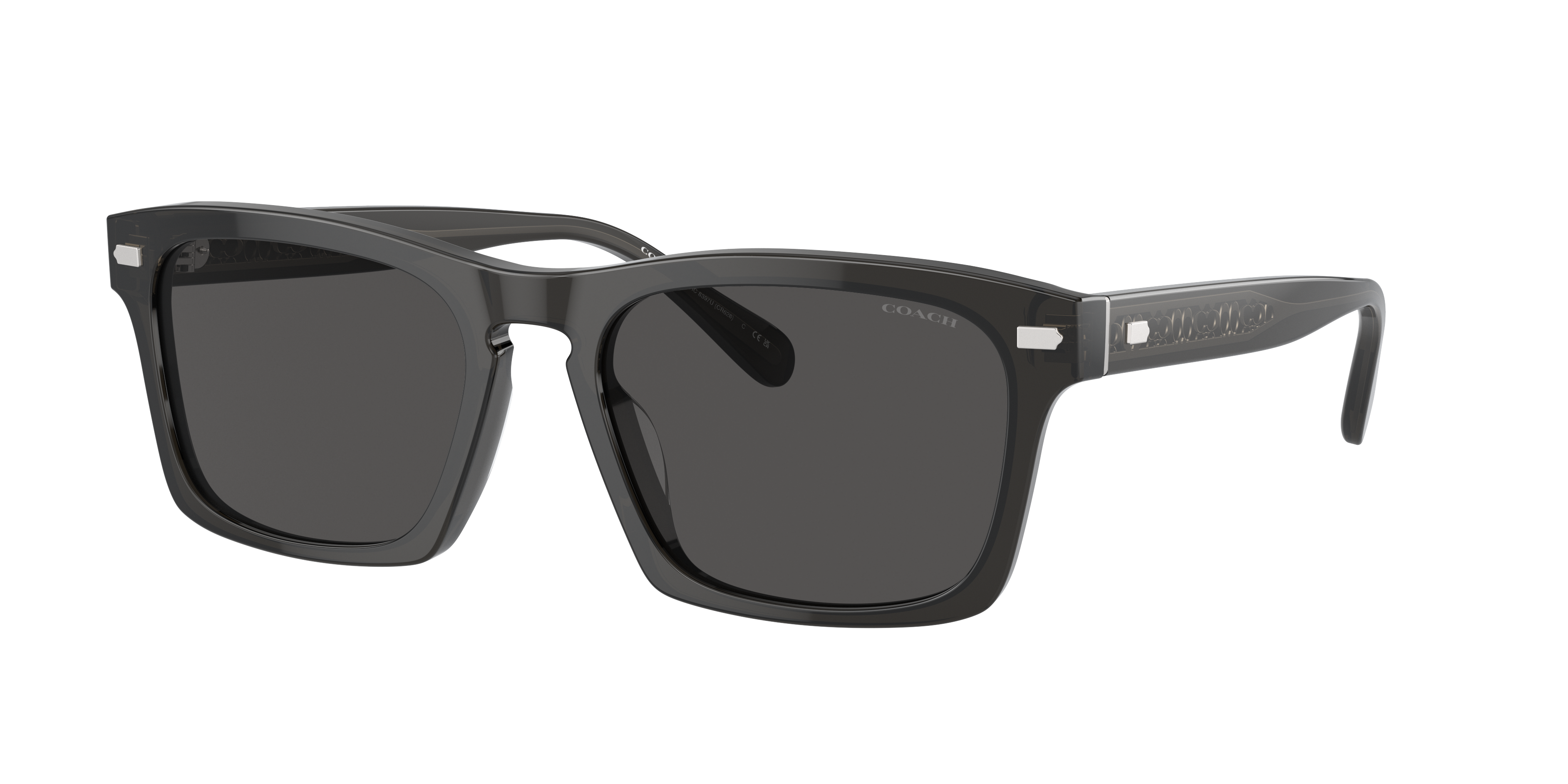 Coach Man Sunglass CR628 -  Frame color: Transparent Dark Grey, Lens color: Grey Solid