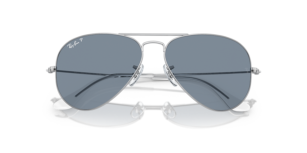 Ray-Ban Aviator Classic XL (58 - 14) with Blue lenses and Silver