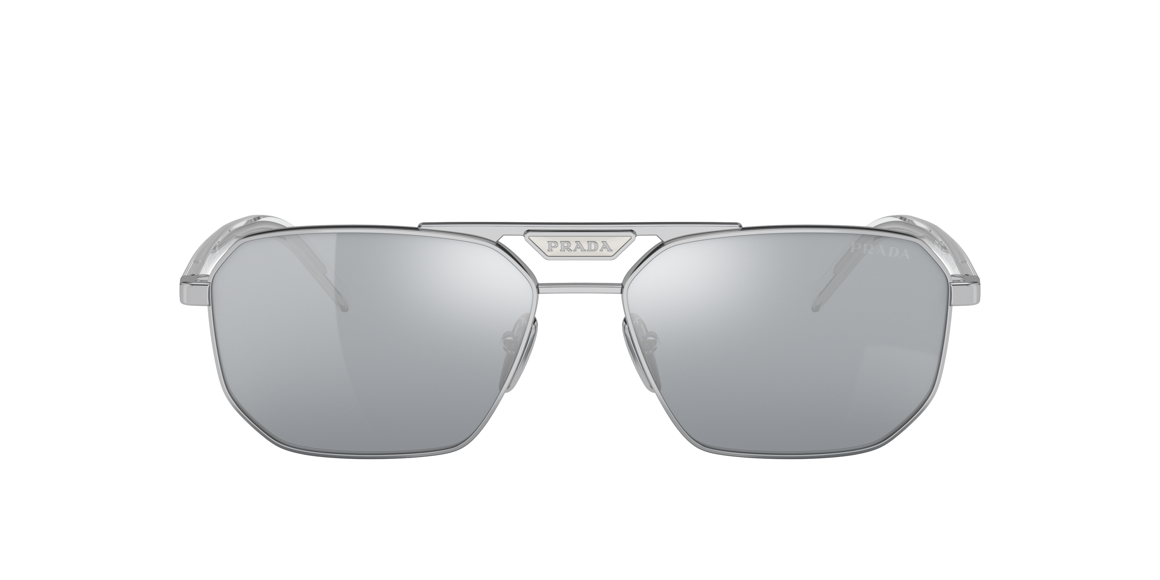 Prada PR 58YS L (57 - 15) with Silver lenses and Silver frame