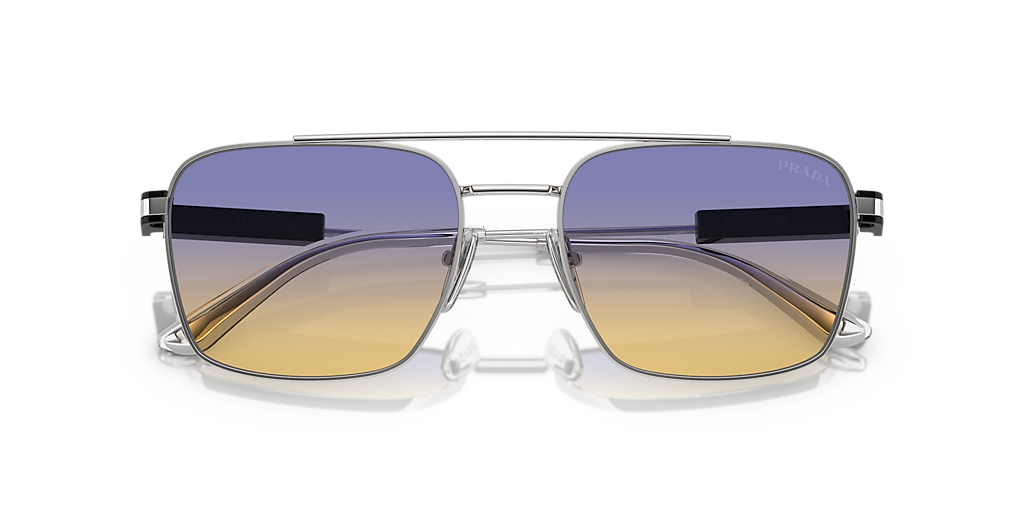Prada PR 67ZS L (56 - 18) with Yellow lenses and Silver frame