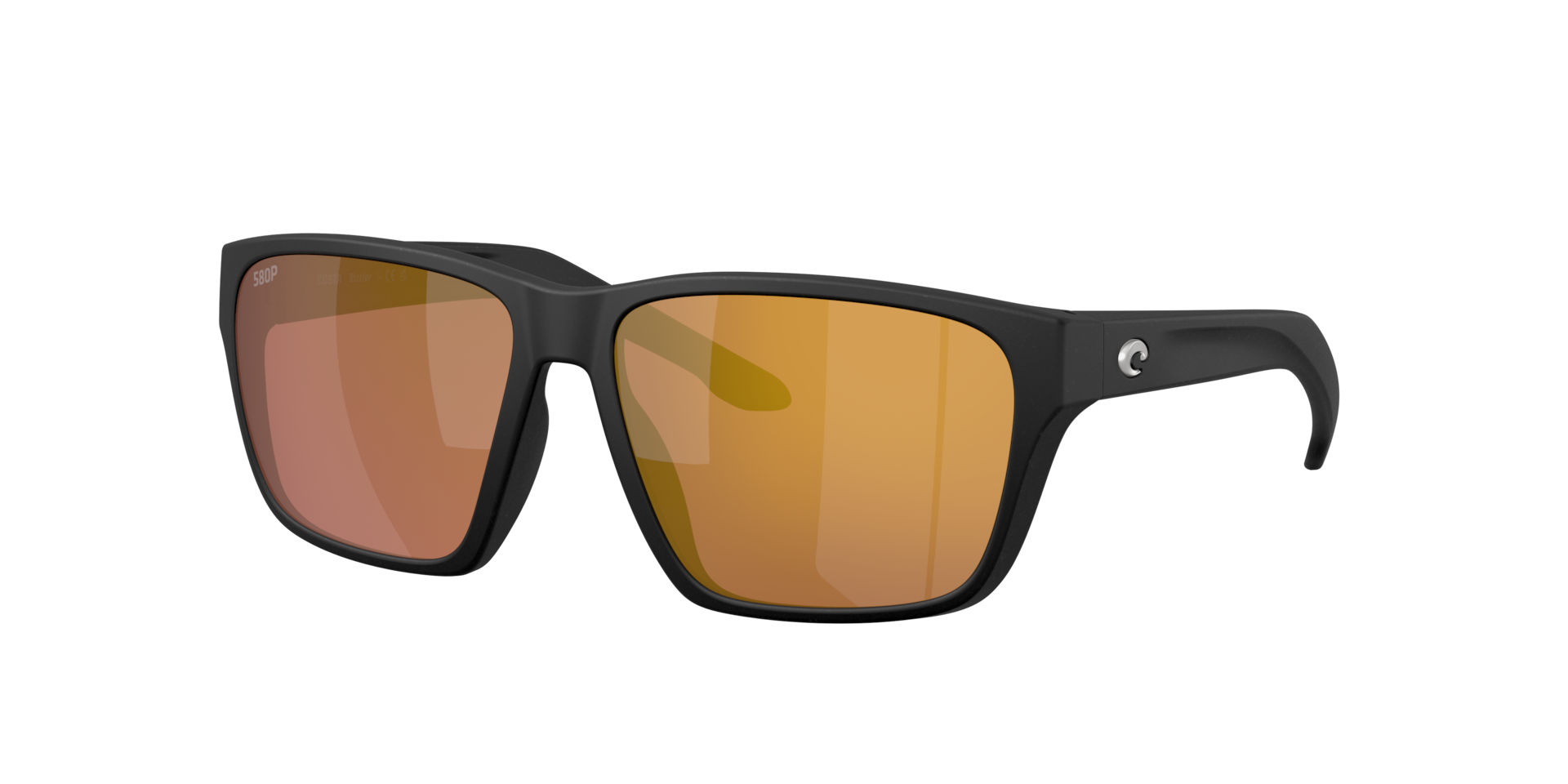Costa Del Mar Next Gen Rizzler Men's Netplus Black Frame Gold Mirror 580P Polarized Lens Sunglasses 06S9141-91410555