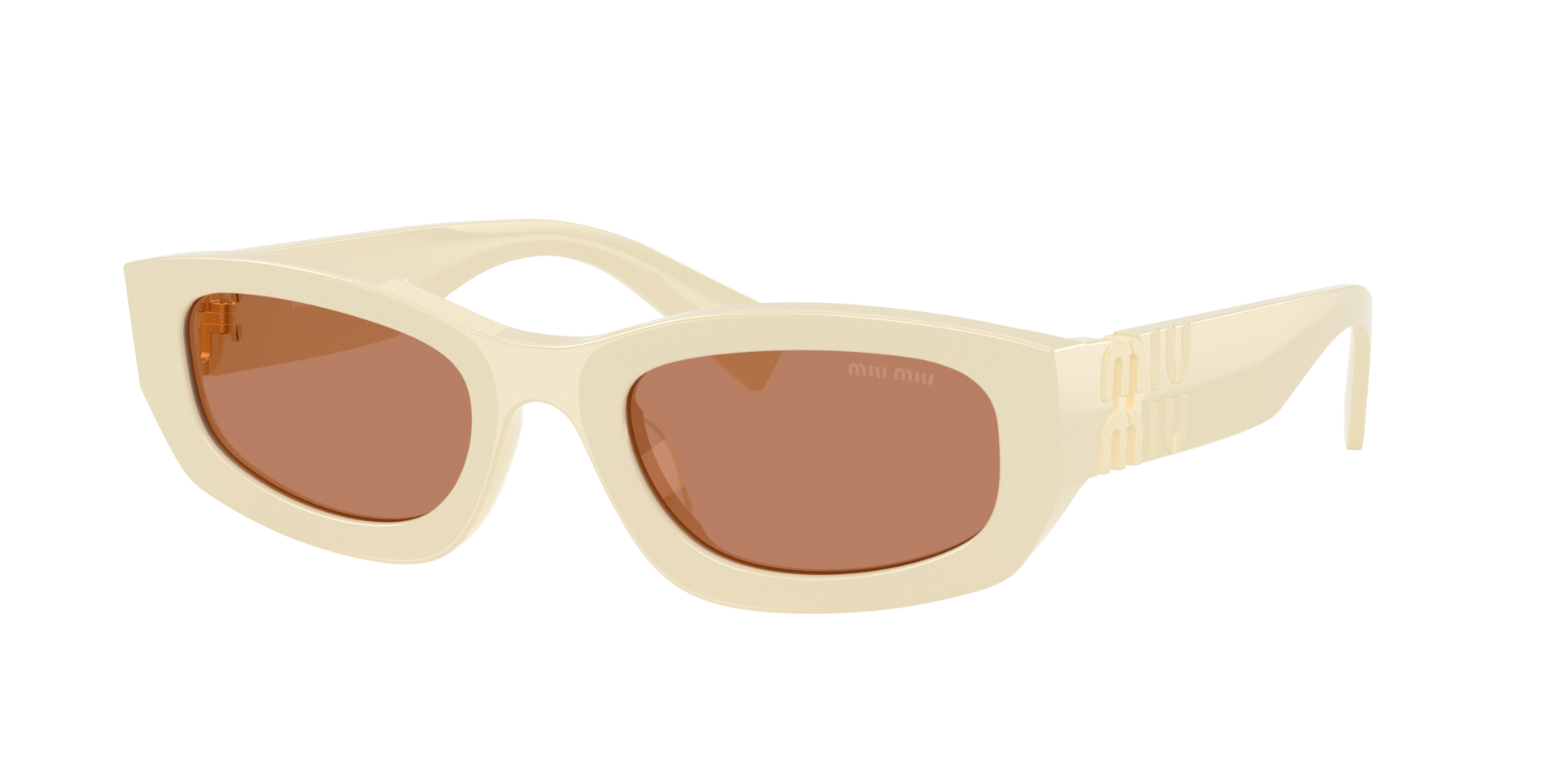 Miu Miu Femme Sunglass MU B04S - Couleur du Monture: Blanc-lait, Couleur de Lentille: Brun