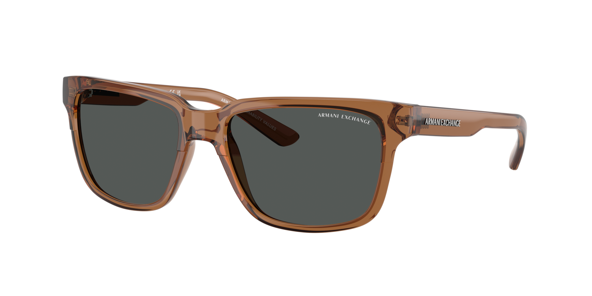 Armani Exchange Unisex Sunglass AX4026S - Frame color: Shiny Transparent Brown, Lens color: Dark Grey
