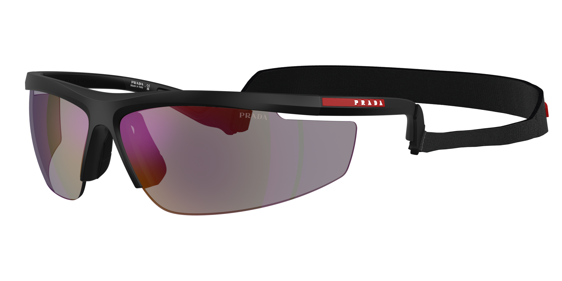 Prada Linea Rossa Man Sunglass PS A02S -  Frame color: Matte Black, Lens color: Dark Blue Mirror Violet