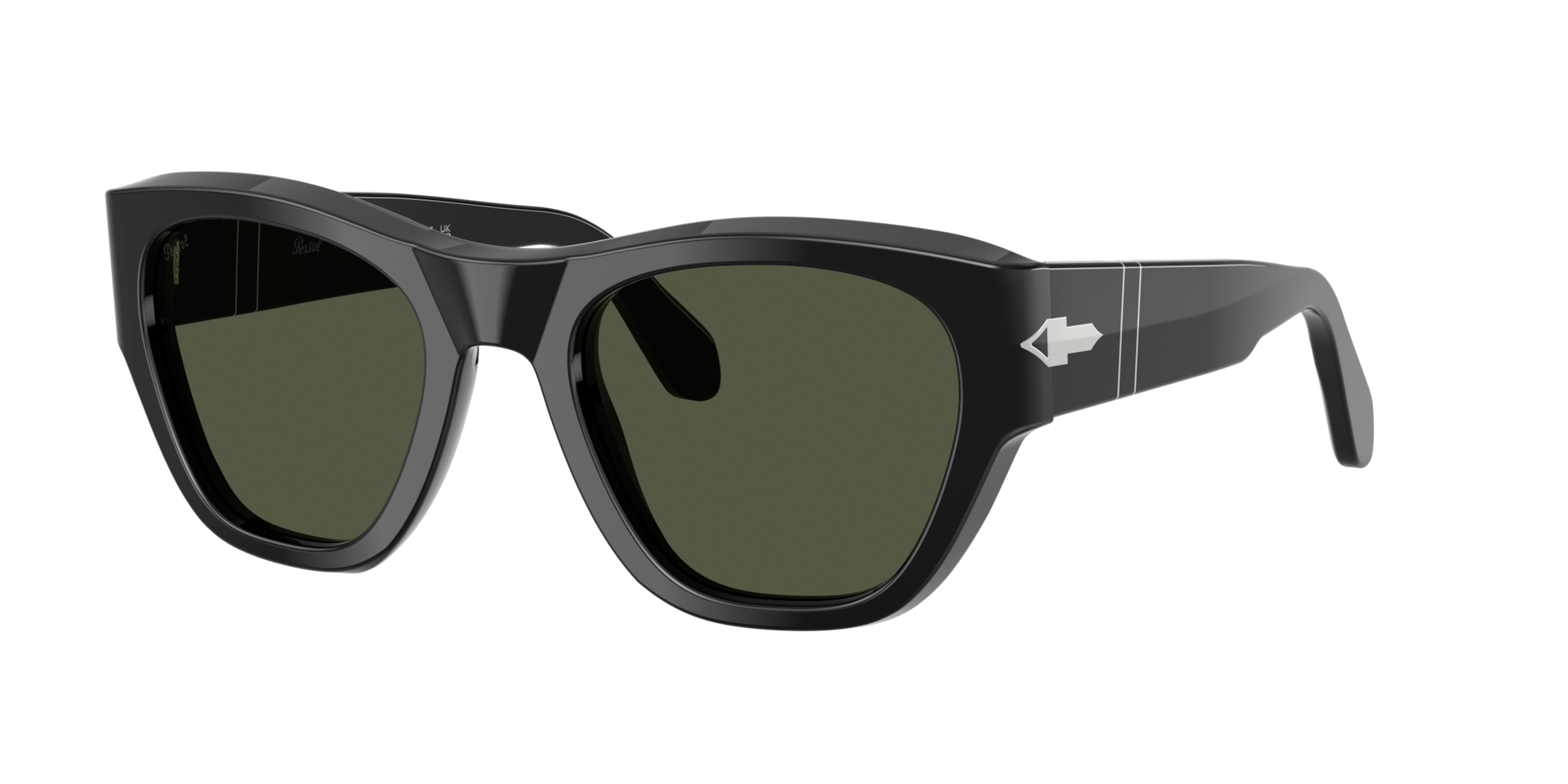Persol Unisex Sunglass PO0054S -  Frame color: Black, Lens color: Green