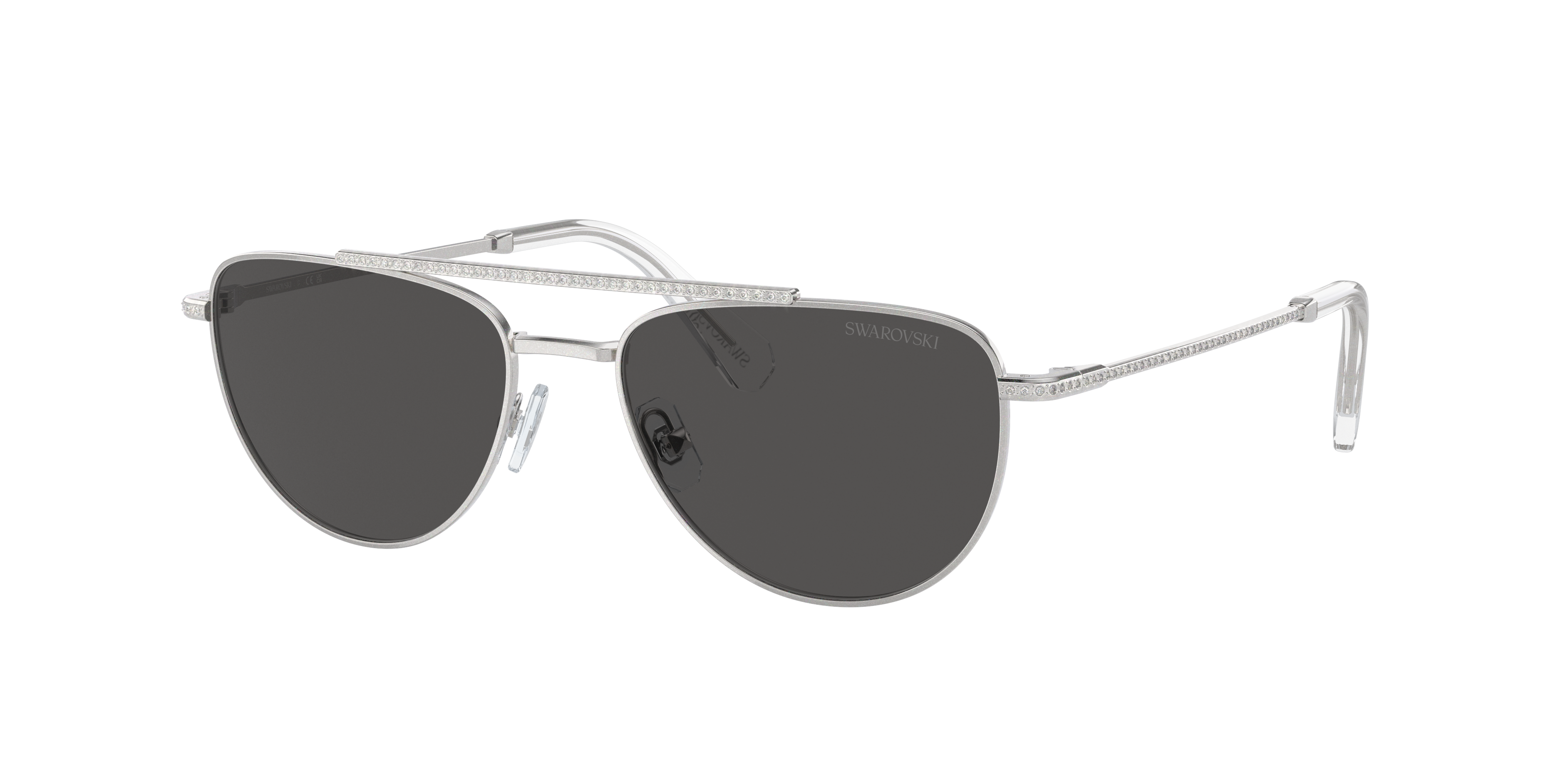 ソキウス　シャイニーシルバー Swarovski SK7007 M (53 - 17) with Grey lenses and Silver frame