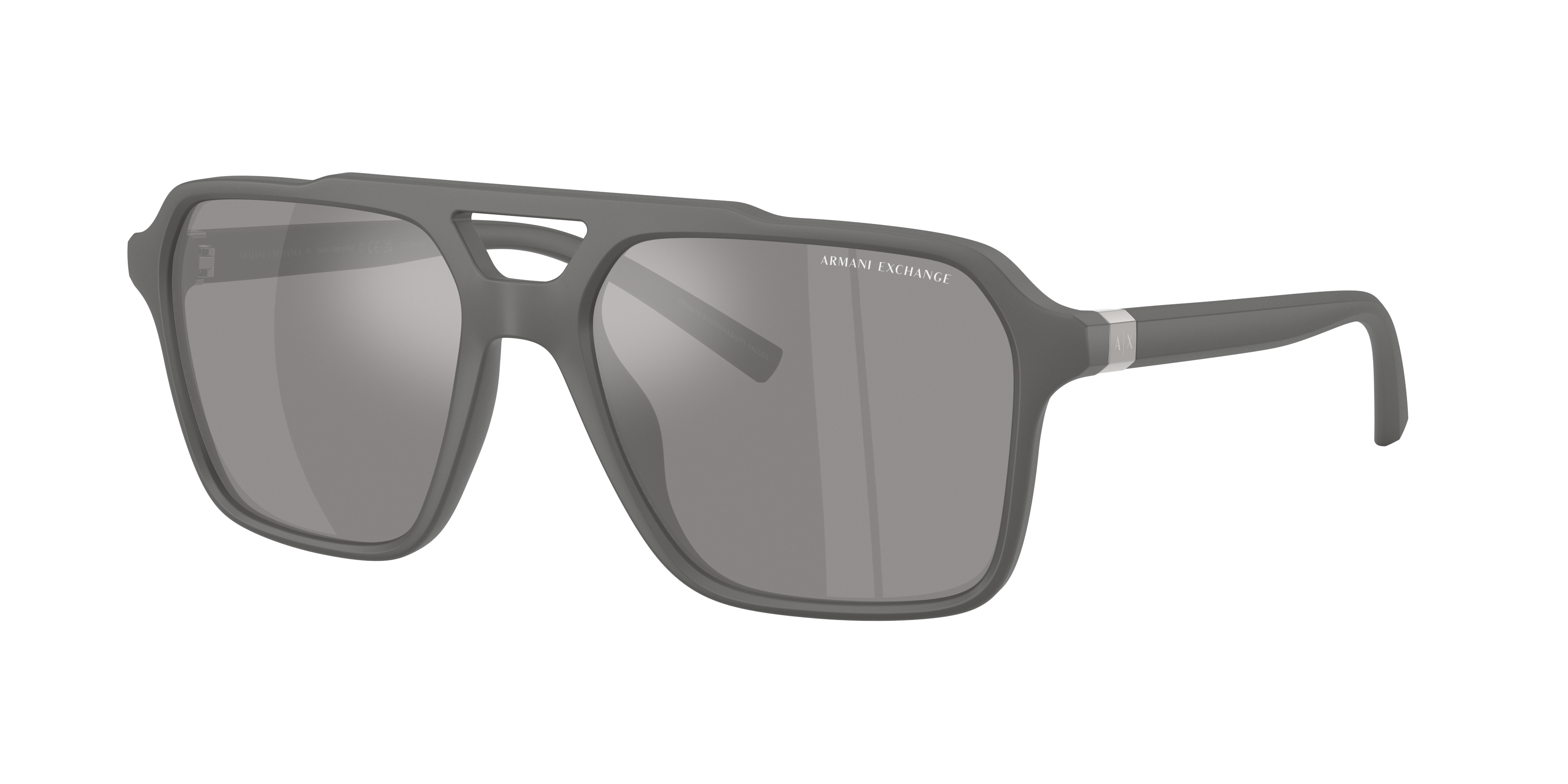 Armani Exchange Man Sunglass AX4166SU -  Frame color: Matte Grey, Lens color: Grey Mirror Silver Polarized