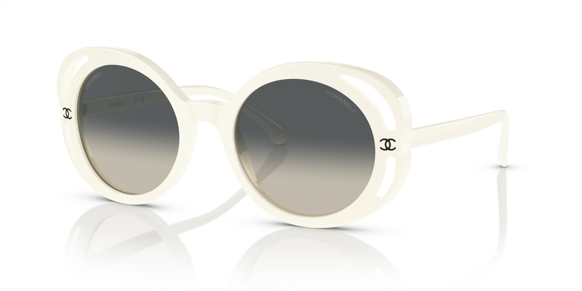 Chanel CH9136 M (53 - 21) con Cristales Gris y Montura Blanco ...