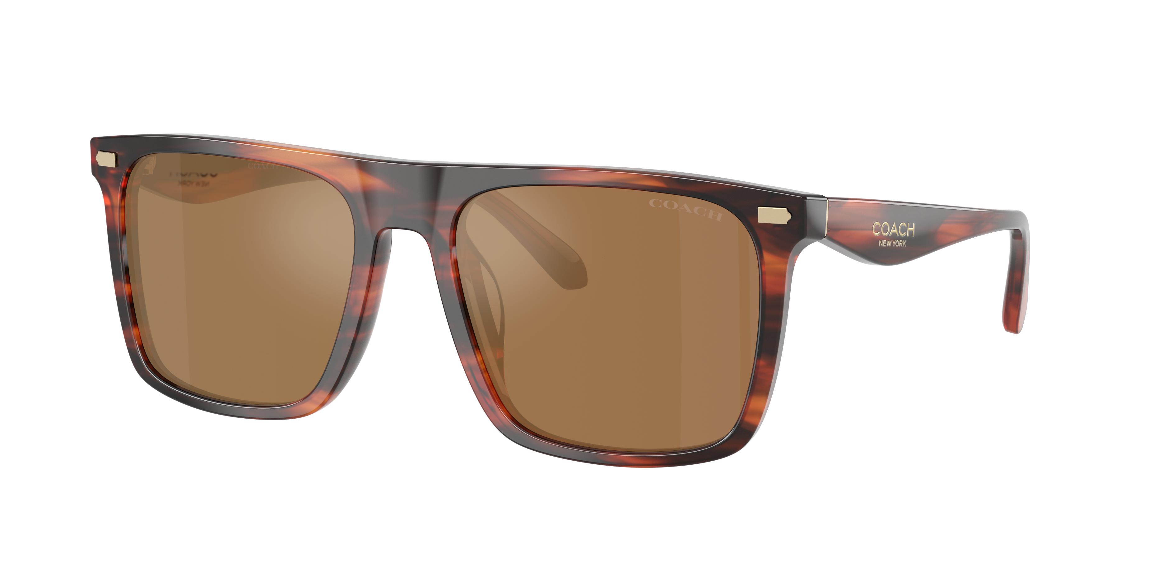 Coach Man Sunglass CBY95 -  Frame color: Striated Caramel, Lens color: Brown Flash