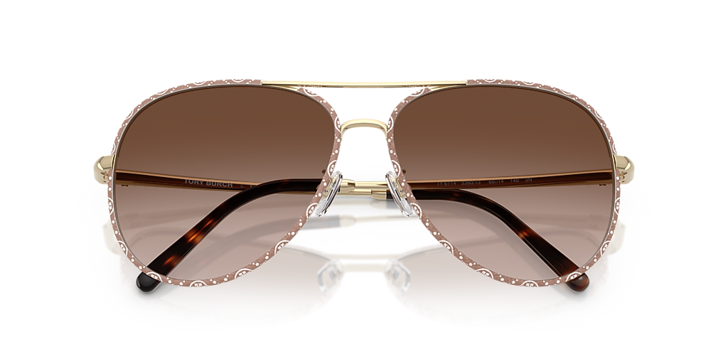 Tory Burch Gold and Brown Sunglasses Tory Burch TY6117 L (56 - 17) with Brown lenses and Gold  main image 2