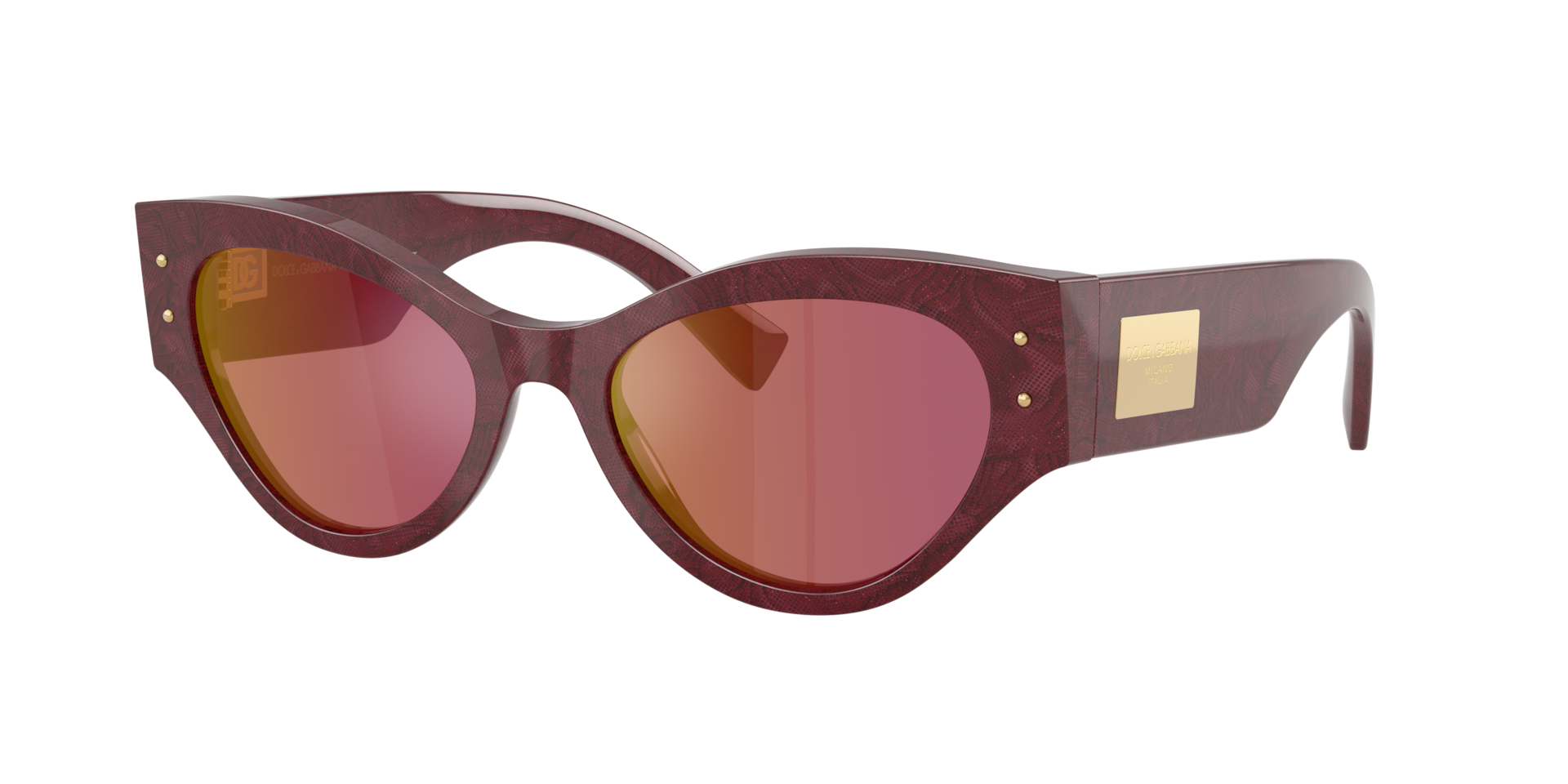 Dolce&Gabbana Woman Sunglass DG4480 -  Frame color: Bordeaux Lace, Lens color: Dark Violet Mirror Red