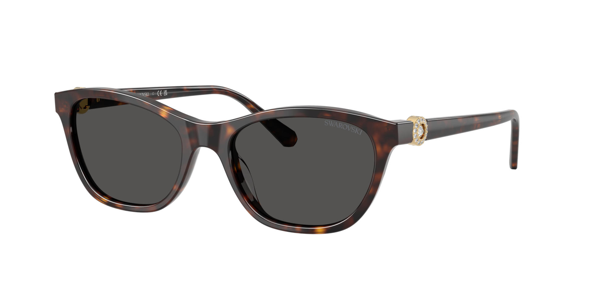 Swarovski Grey Sk6070 100287 Woman Sunglasses Acetate Turtle Cat Eye Normal - Image 2