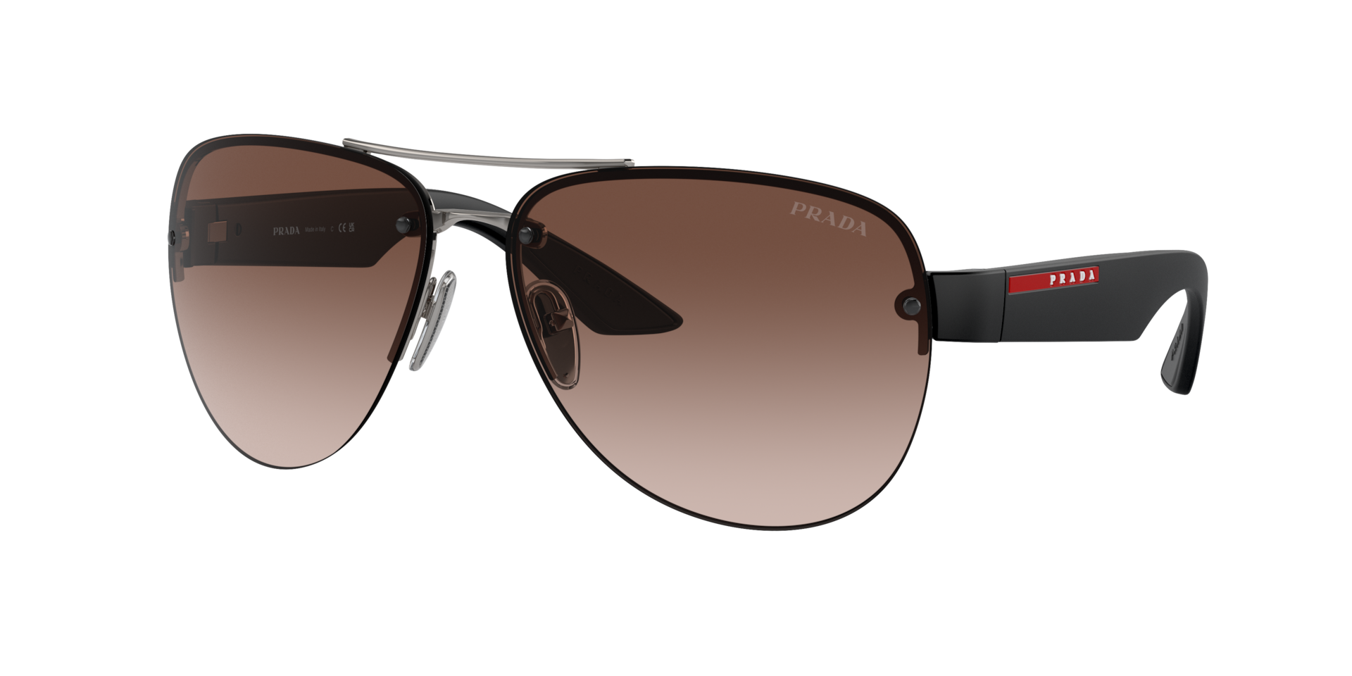 Prada Linea Rossa Man Sunglass PS 55YS -  Frame color: Gunmetal, Lens color: Brown Gradient