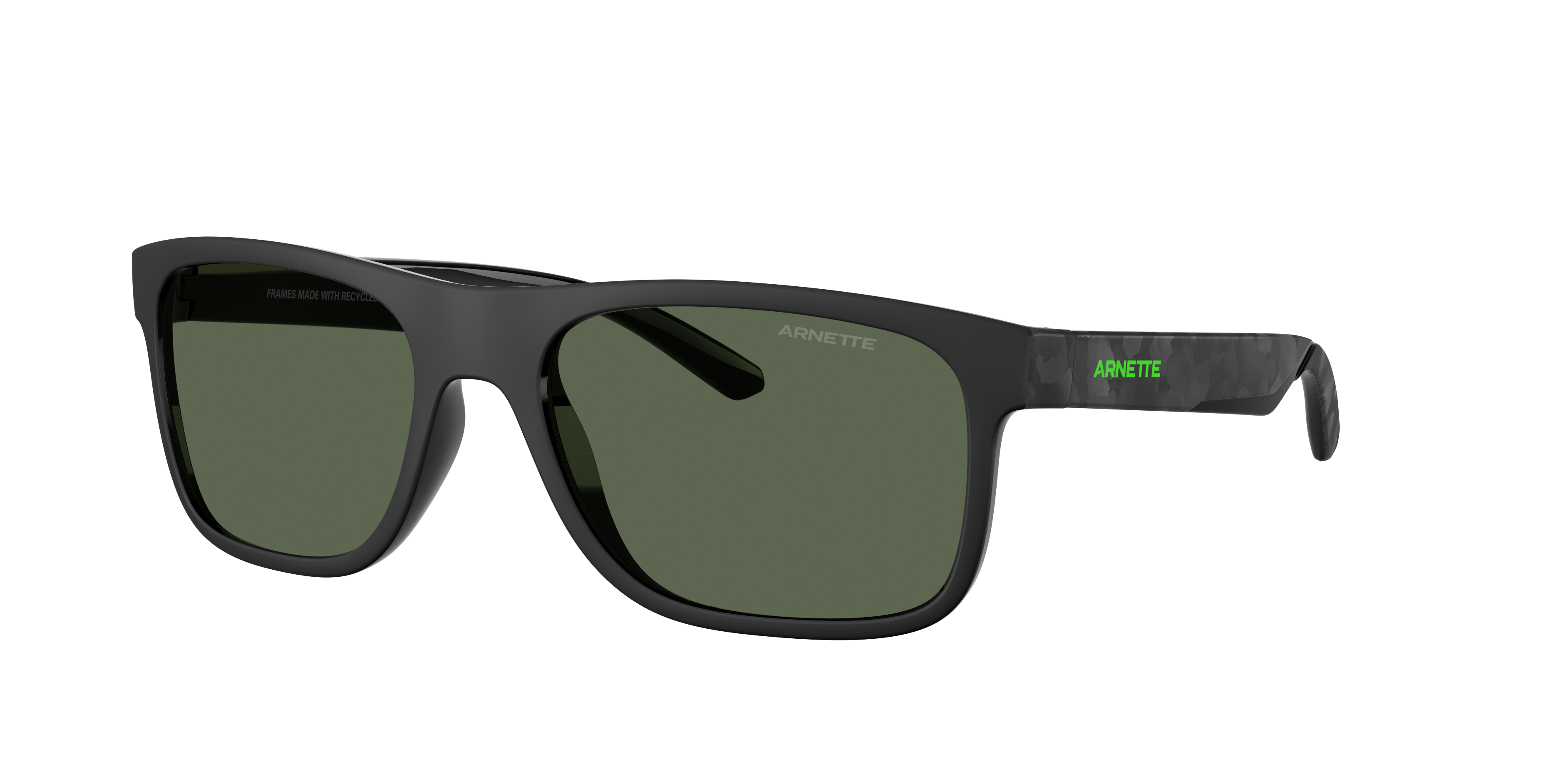 Arnette Man Sunglass Khim -  Frame color: Black Matte/Shiny, Lens color: Dark Green