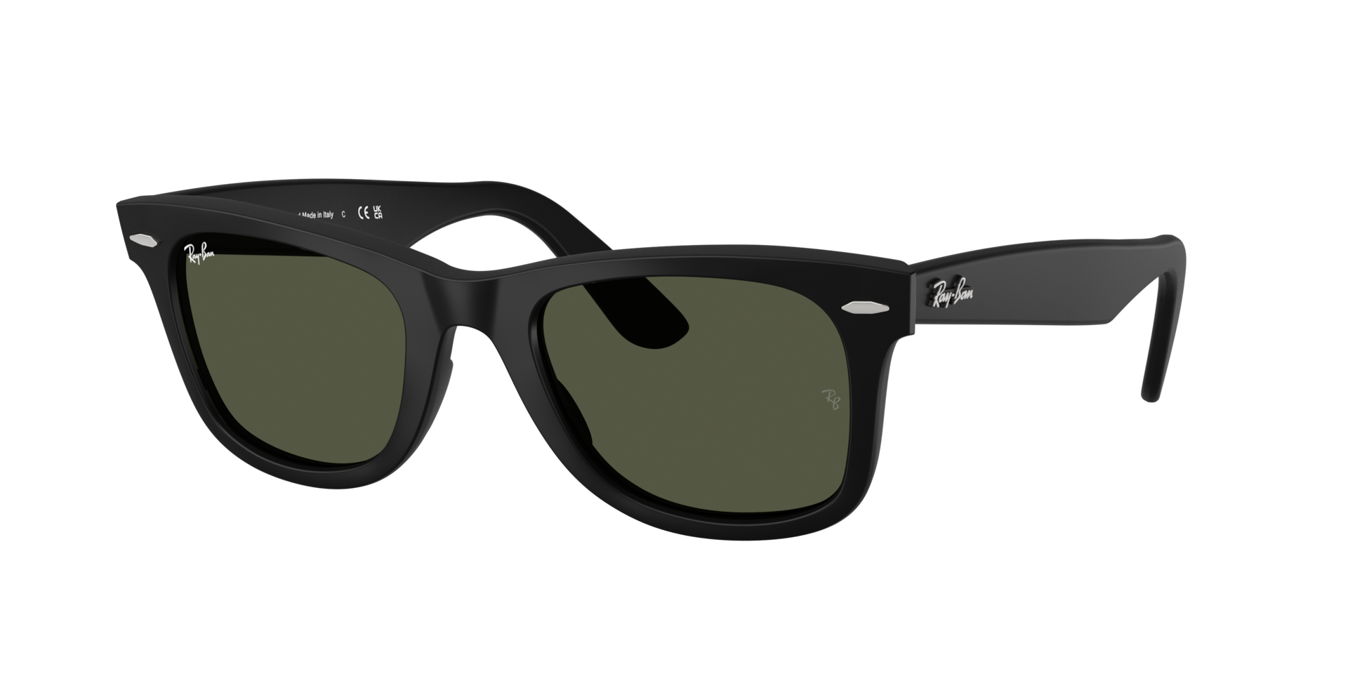 Ray-Ban Unisex Sunglass Original Wayfarer Classic - Rahmenfarbe: Matt Schwarz, Linsenfarbe: Crystal Grün