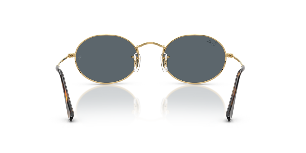 Ray-Ban Oval Flat Lenses M (51 - 21) with Blue lenses and Gold